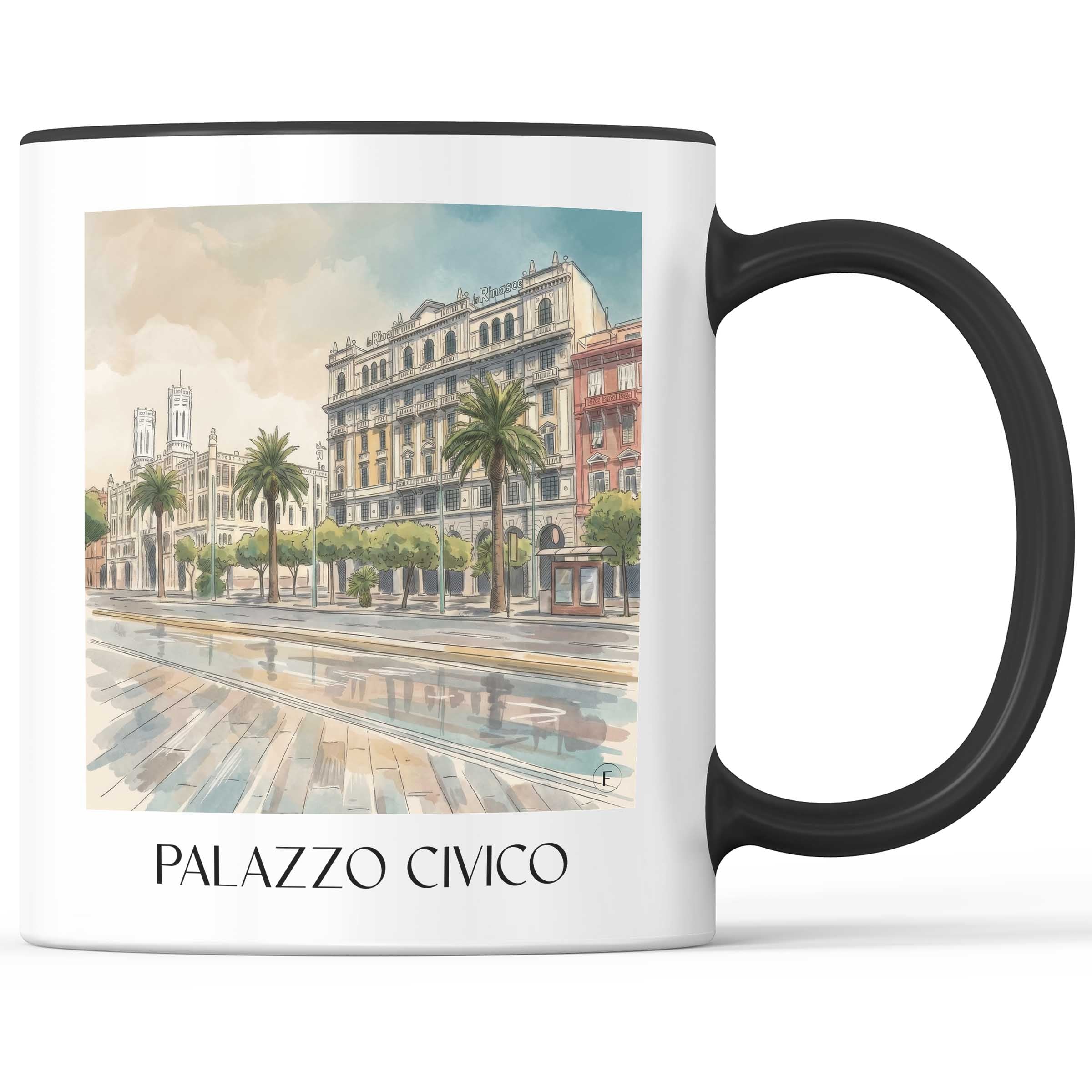 Palazzo Civico Kaffeebecher - Cagliari - Italien Becher - Kaffeetasse im Aquarell Stil