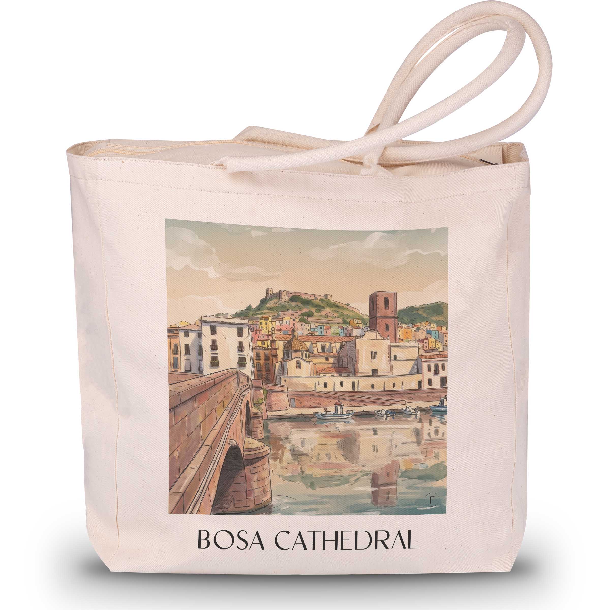 Kathedrale von Bosa Shopping Tasche - Sardinien - Italien Tote Bag - Einkaufstasche im Aquarell Stil