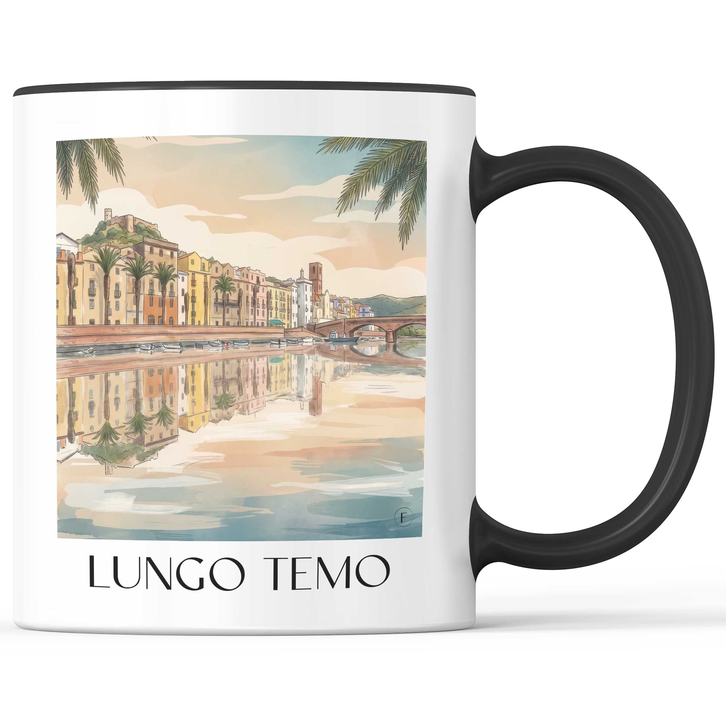 Lungo Temo Kaffeebecher - Bosa - Italien Becher - Kaffeetasse im Aquarell Stil