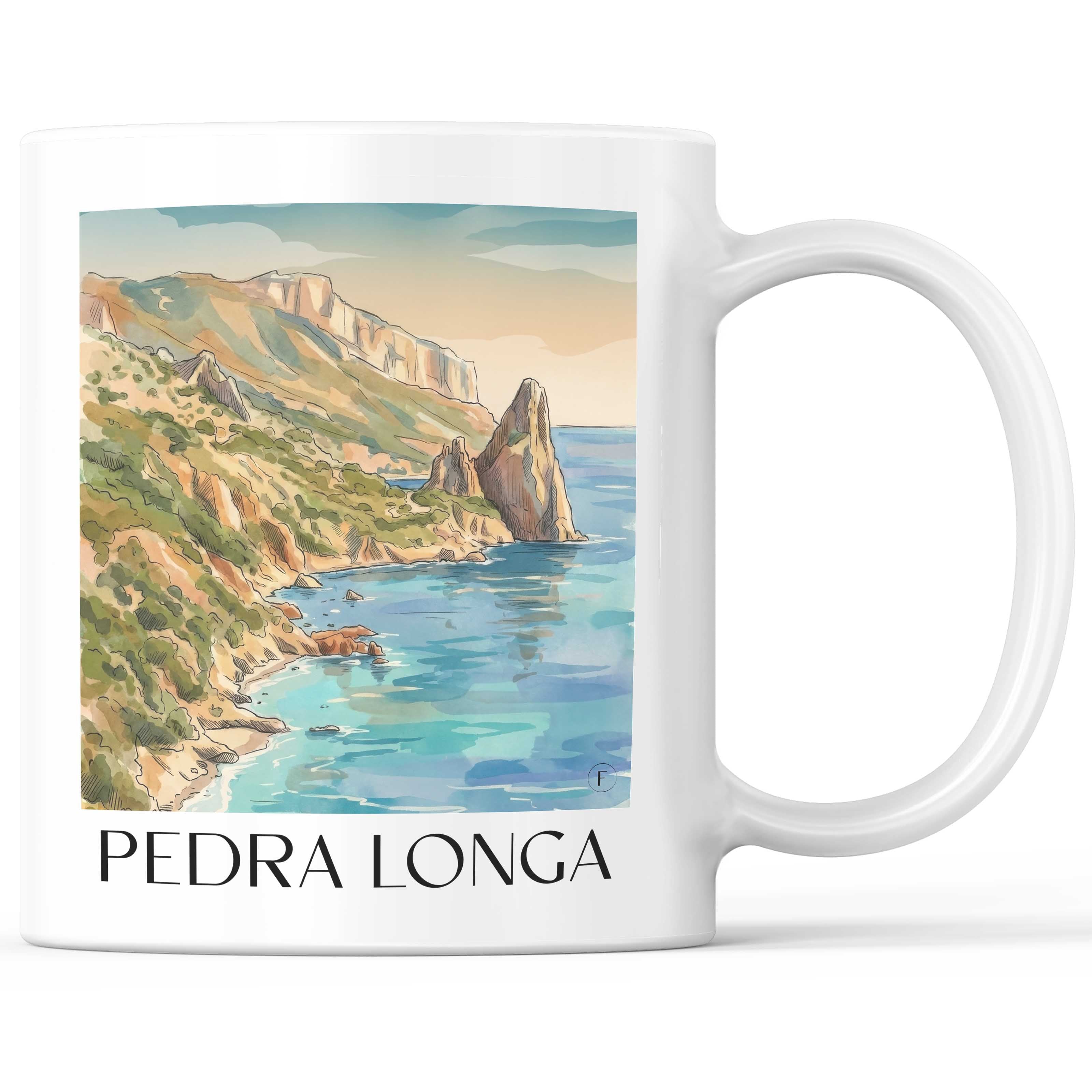 Pedra Longa Kaffeebecher - Sardinien - Italien Becher - Kaffeetasse im Aquarell Stil