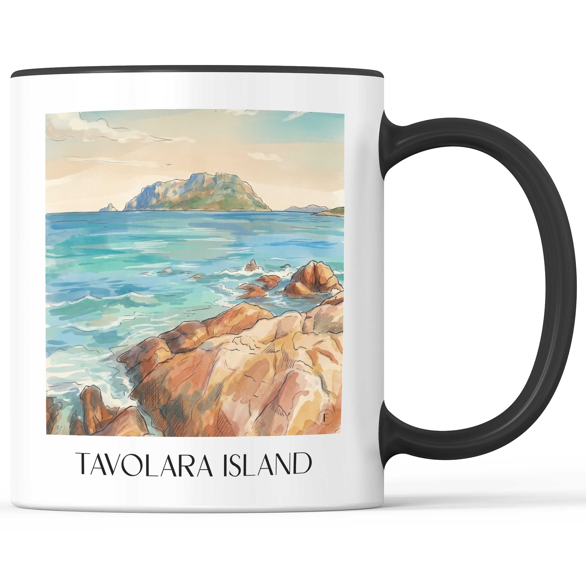 Isola di Tavolara Kaffeebecher - Sardinien - Italien Becher - Kaffeetasse im Aquarell Stil