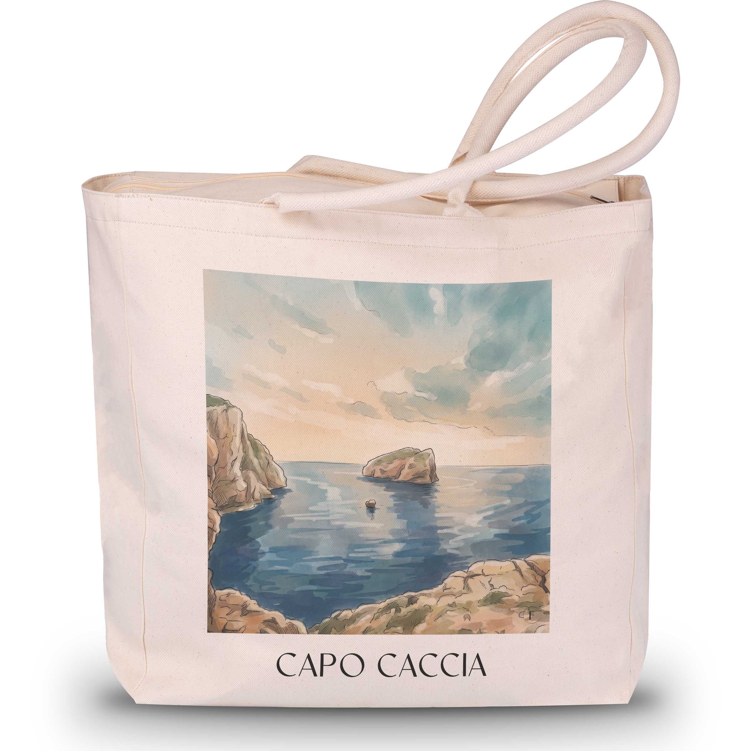 capo-caccia-sardinien-italien-einkaufstasche-aquarell