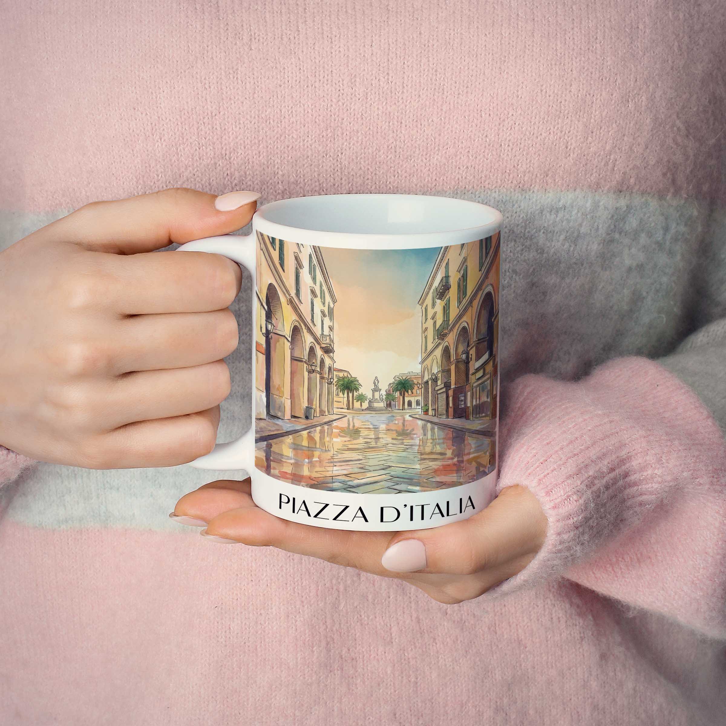 piazza-d´italia-sassari-italien-kaffeebecher-aquarell