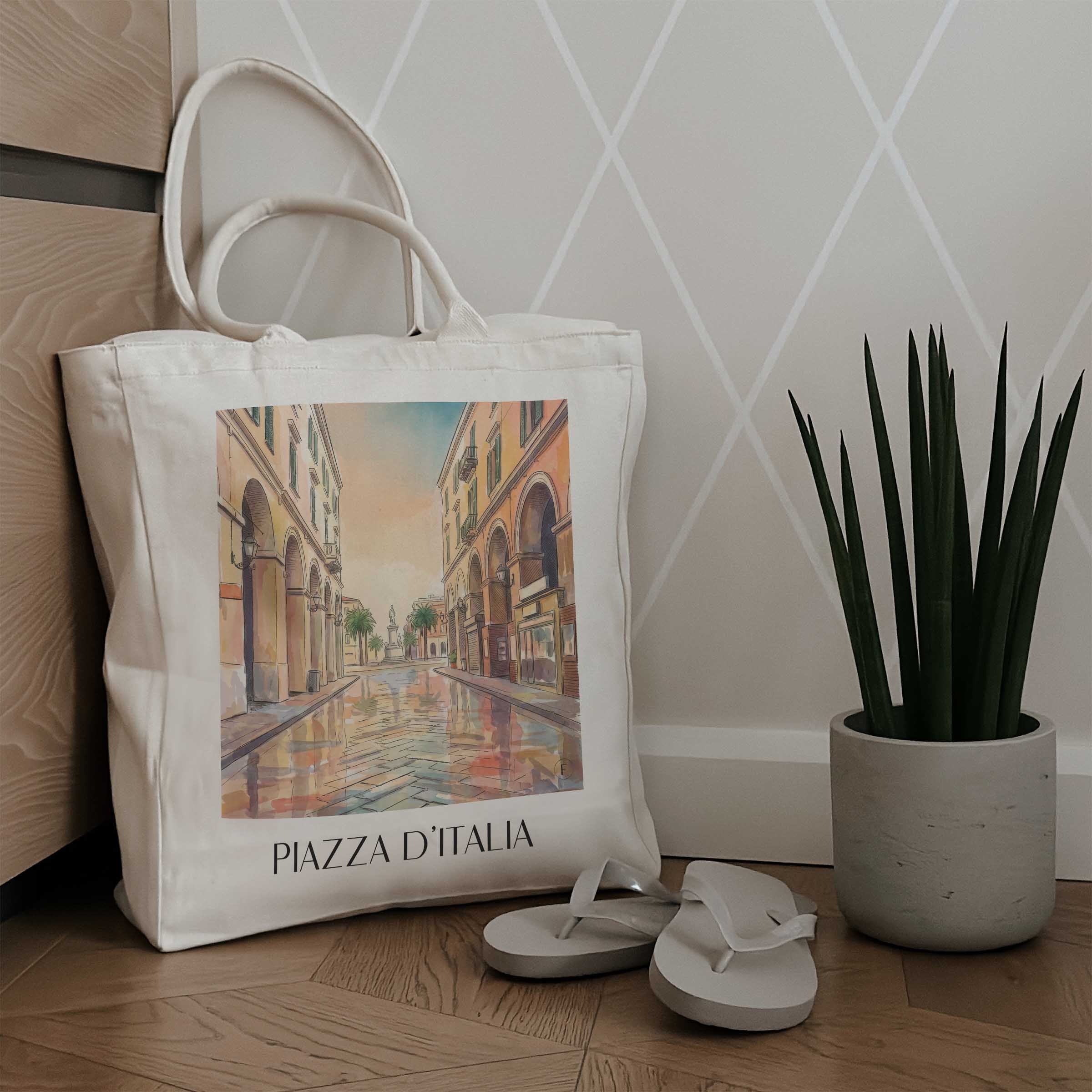 piazza-d´italia-sassari-italien-einkaufstasche-aquarell