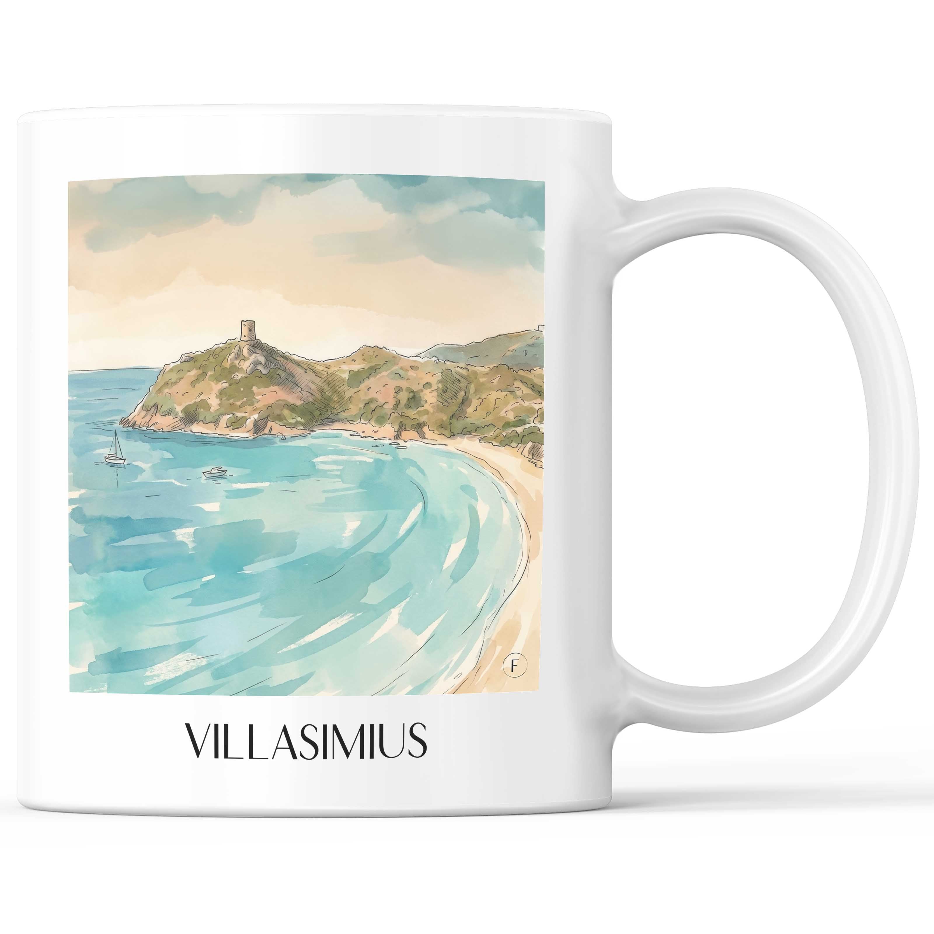 Villasimius Kaffeebecher - Sardinien - Italien Becher - Kaffeetasse im Aquarell Stil