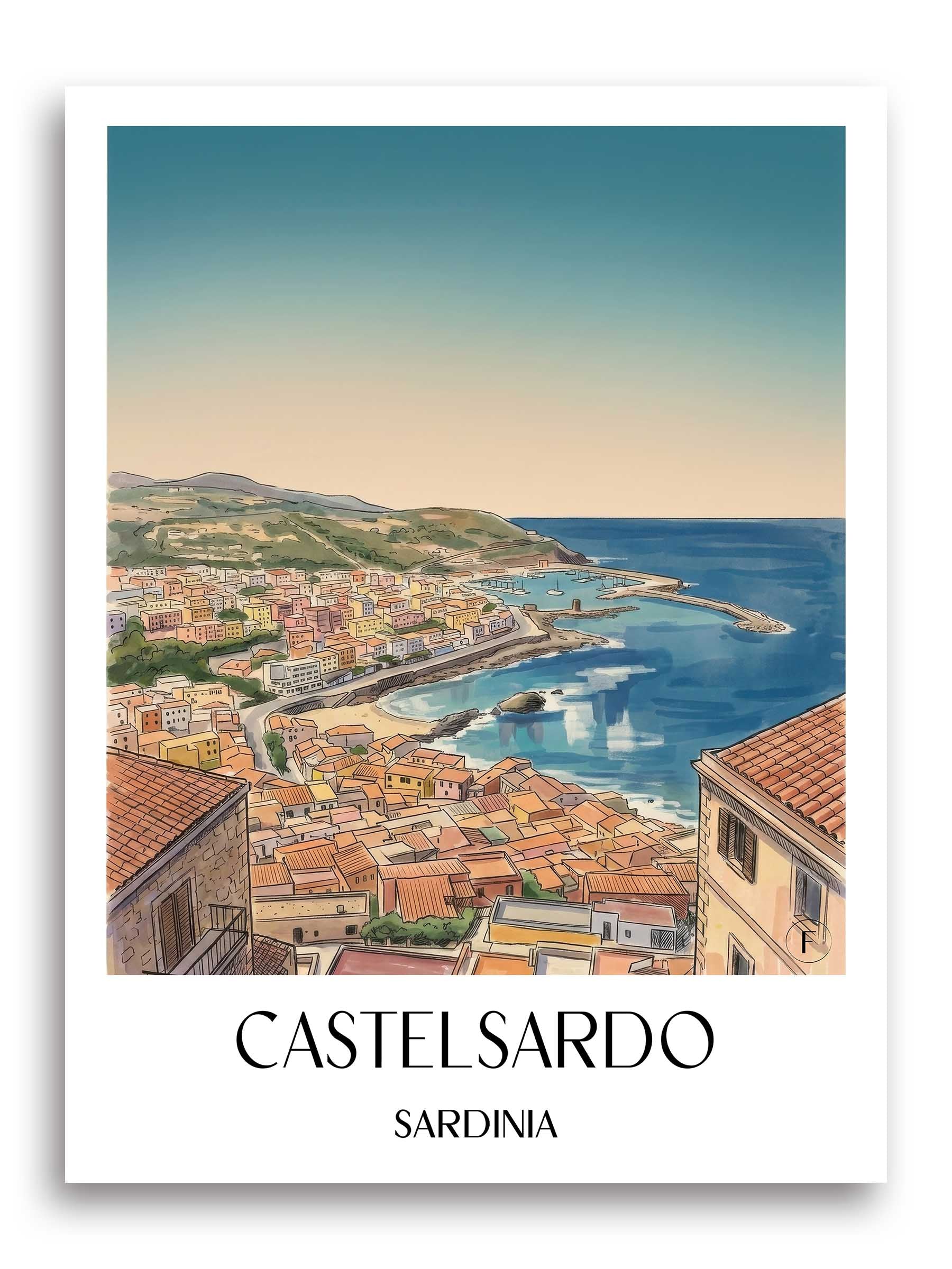 Castelsardo Poster - Sardinien - Italien Kunstdruck - Aquarell von A4 bis A1