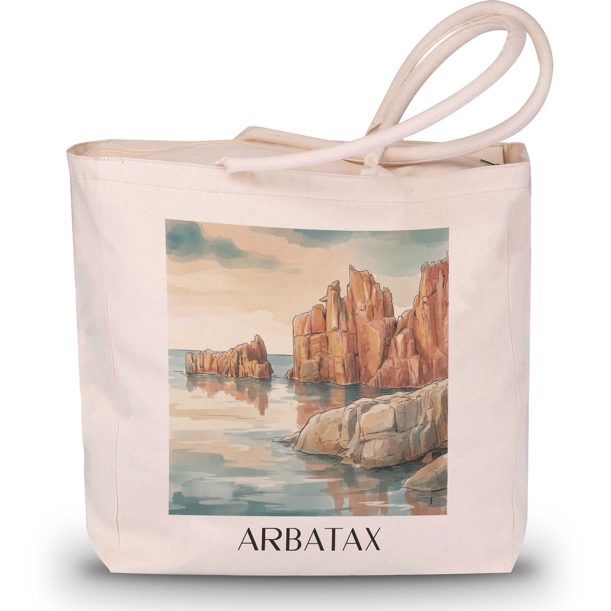 arbatax-sardinien-italien-einkaufstasche-aquarell