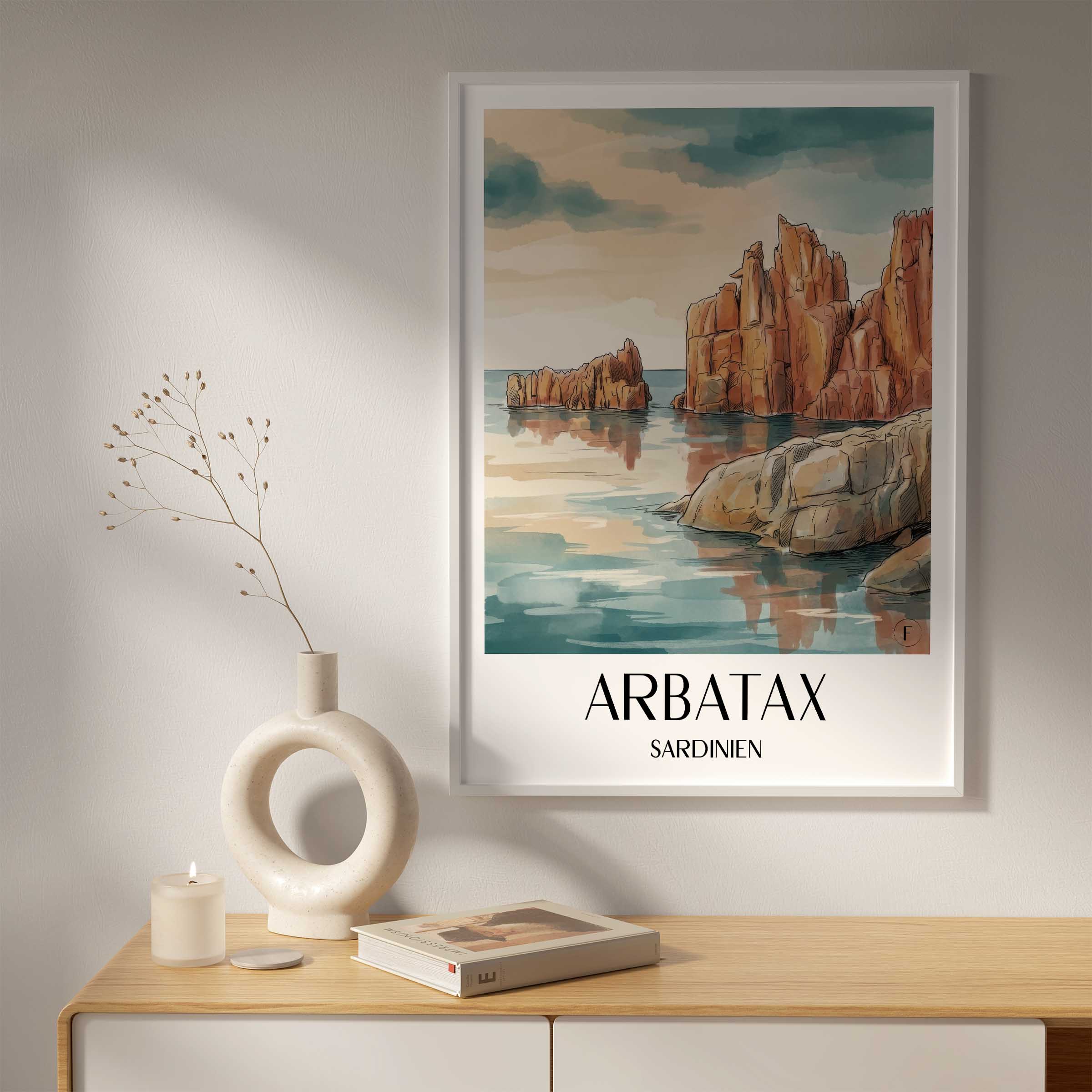 arbatax-sardinien-italien-poster-aquarell