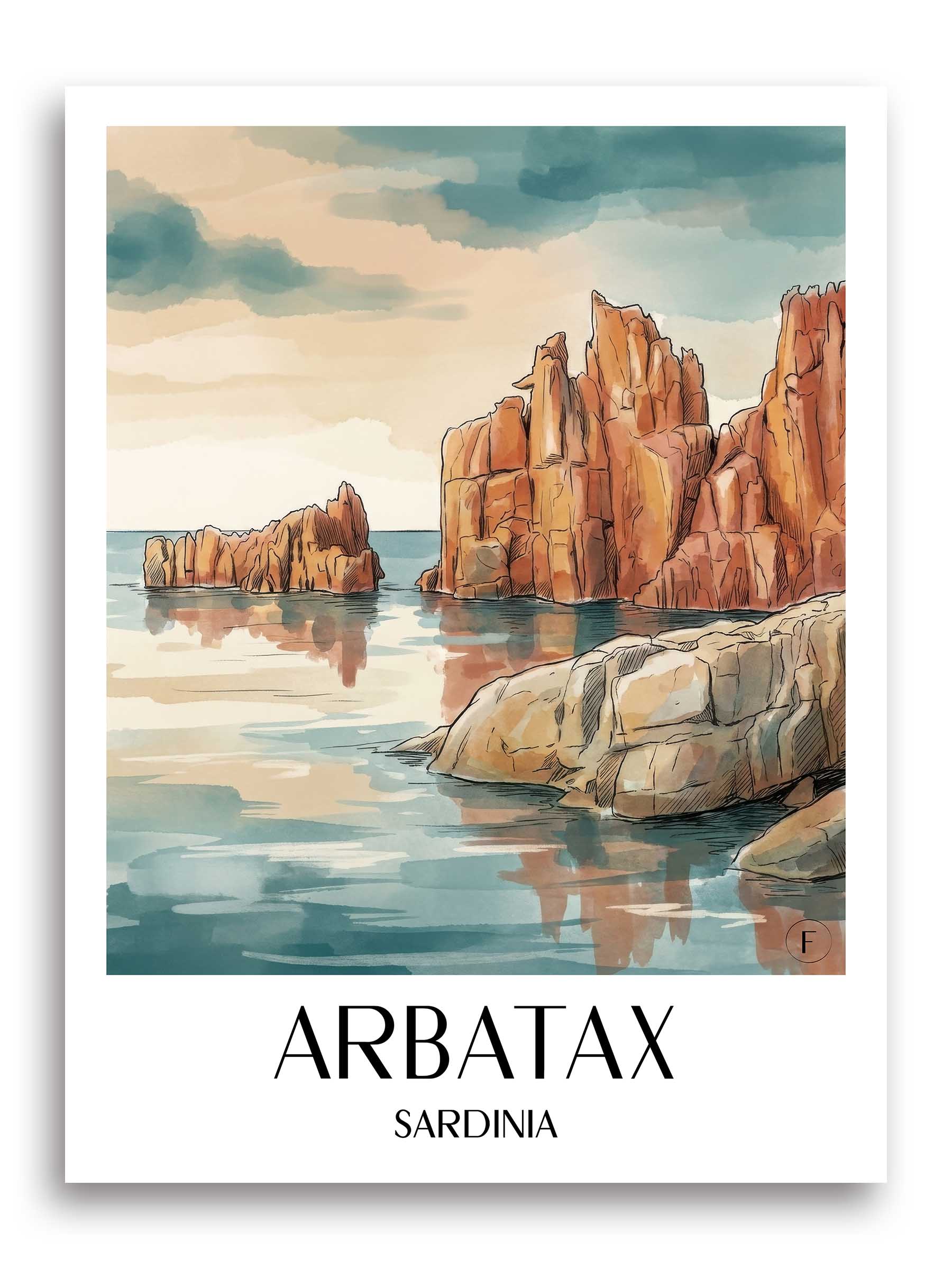 Arbatax Poster - Sardinien - Italien Kunstdruck - Aquarell von A4 bis A1