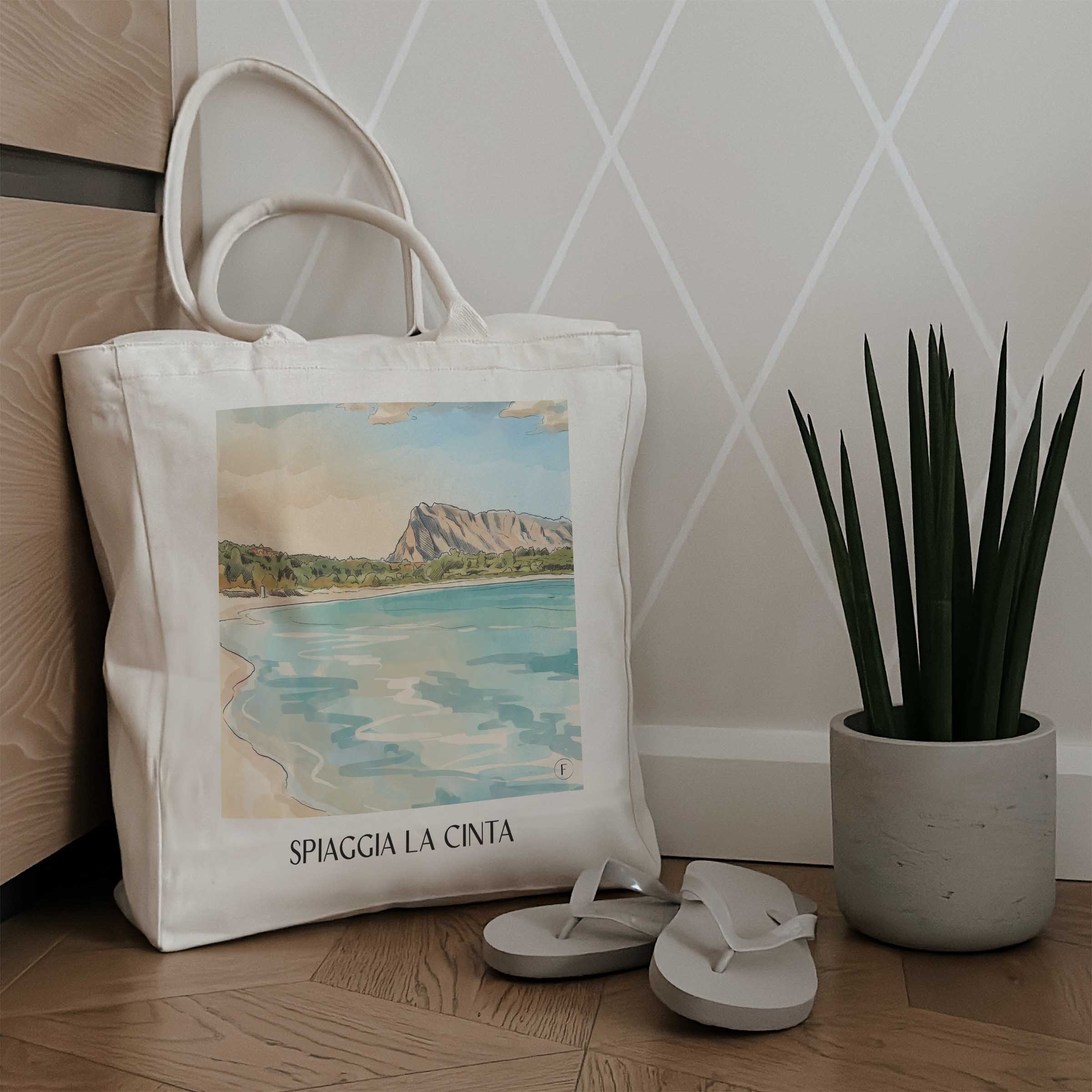 spiaggia-la-cinta-sardinien-italien-einkaufstasche-aquarell
