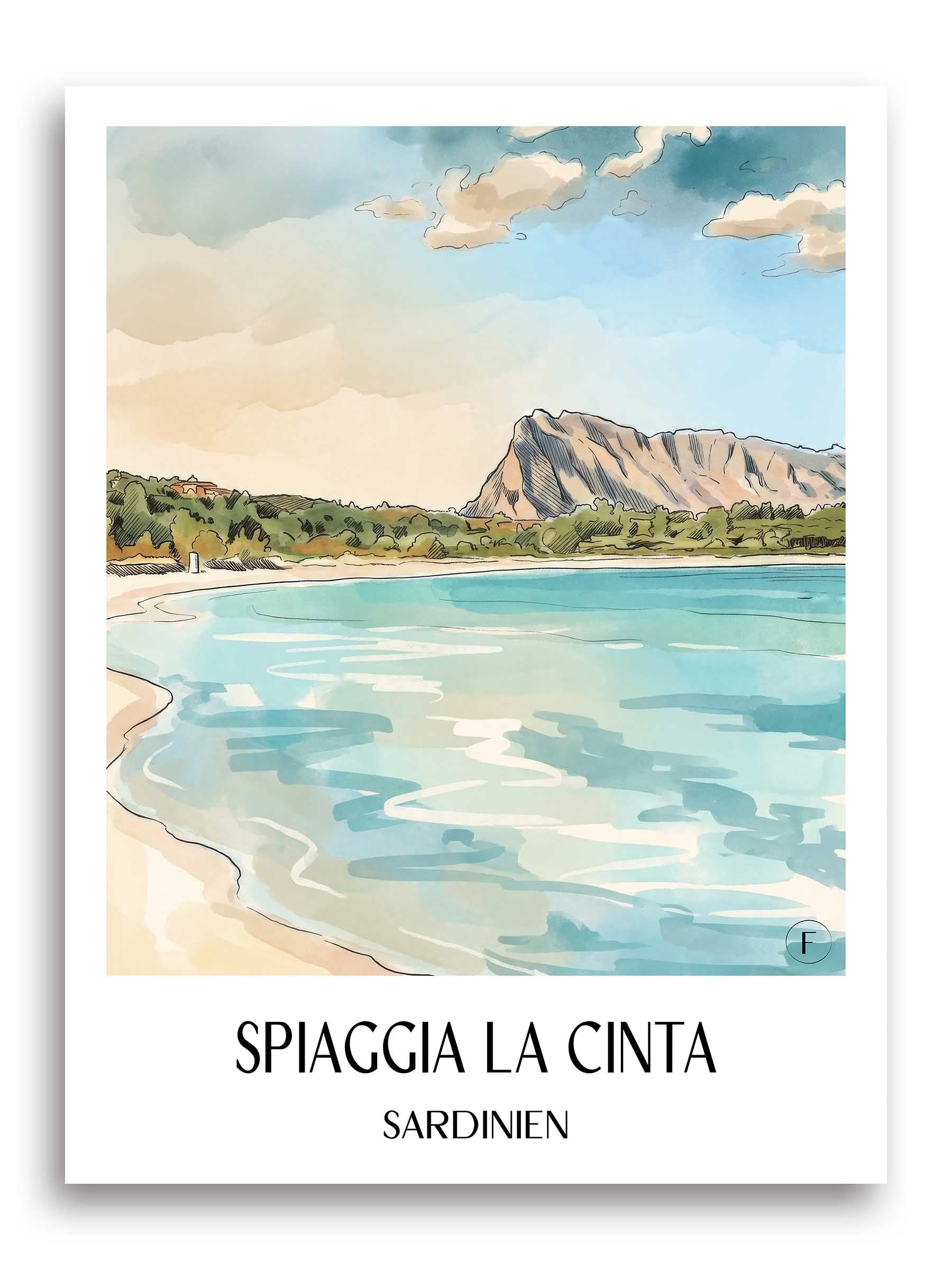 spiaggia-la-cinta-sardinien-italien-poster-aquarell