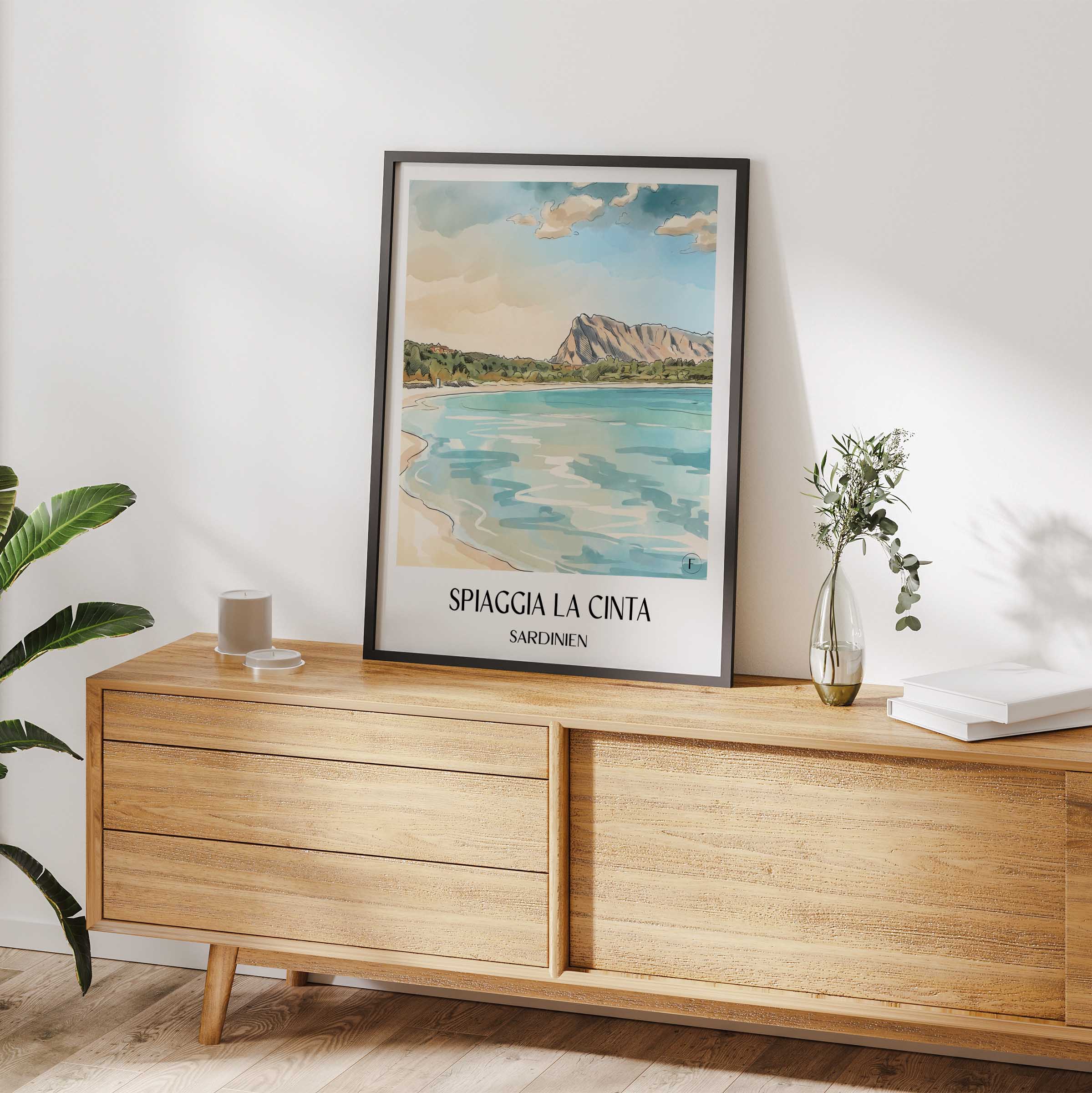 spiaggia-la-cinta-sardinien-italien-poster-aquarell