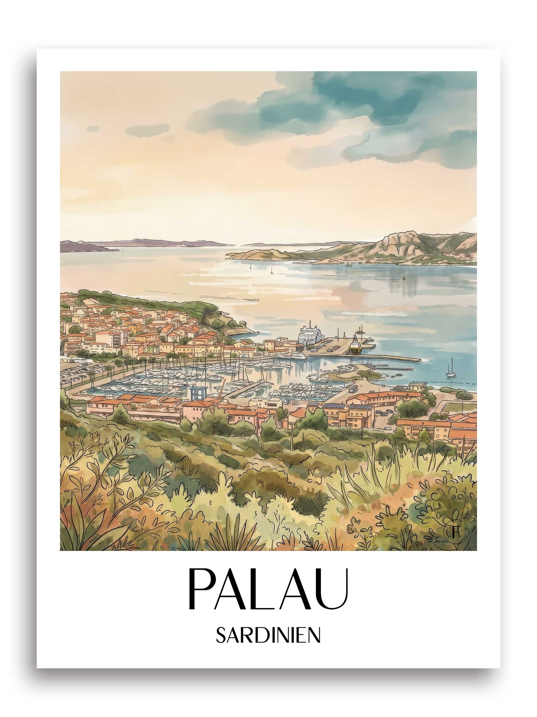 palau--sardinien-italien-poster-aquarell