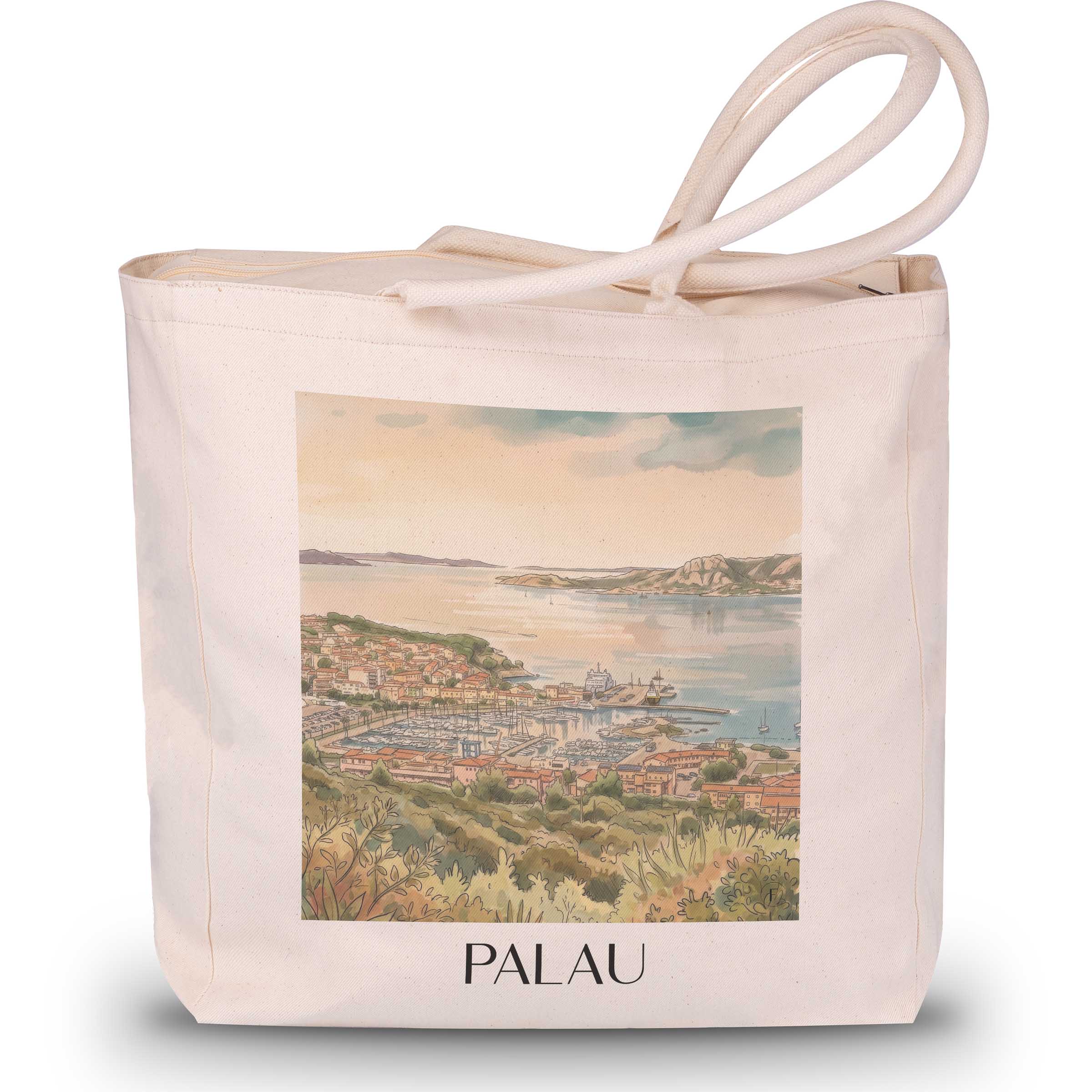 Palau Shopping Tasche - Sardinien - Italien Tote Bag - Einkaufstasche im Aquarell Stil