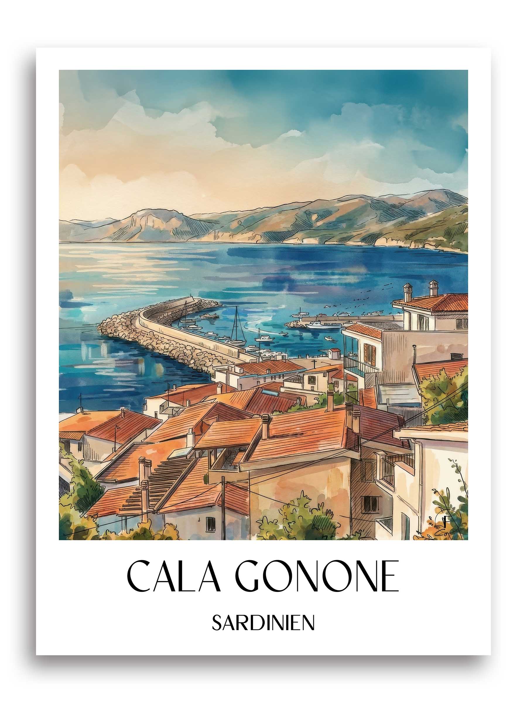 cala-gonone-sardinien-italien-poster-aquarell