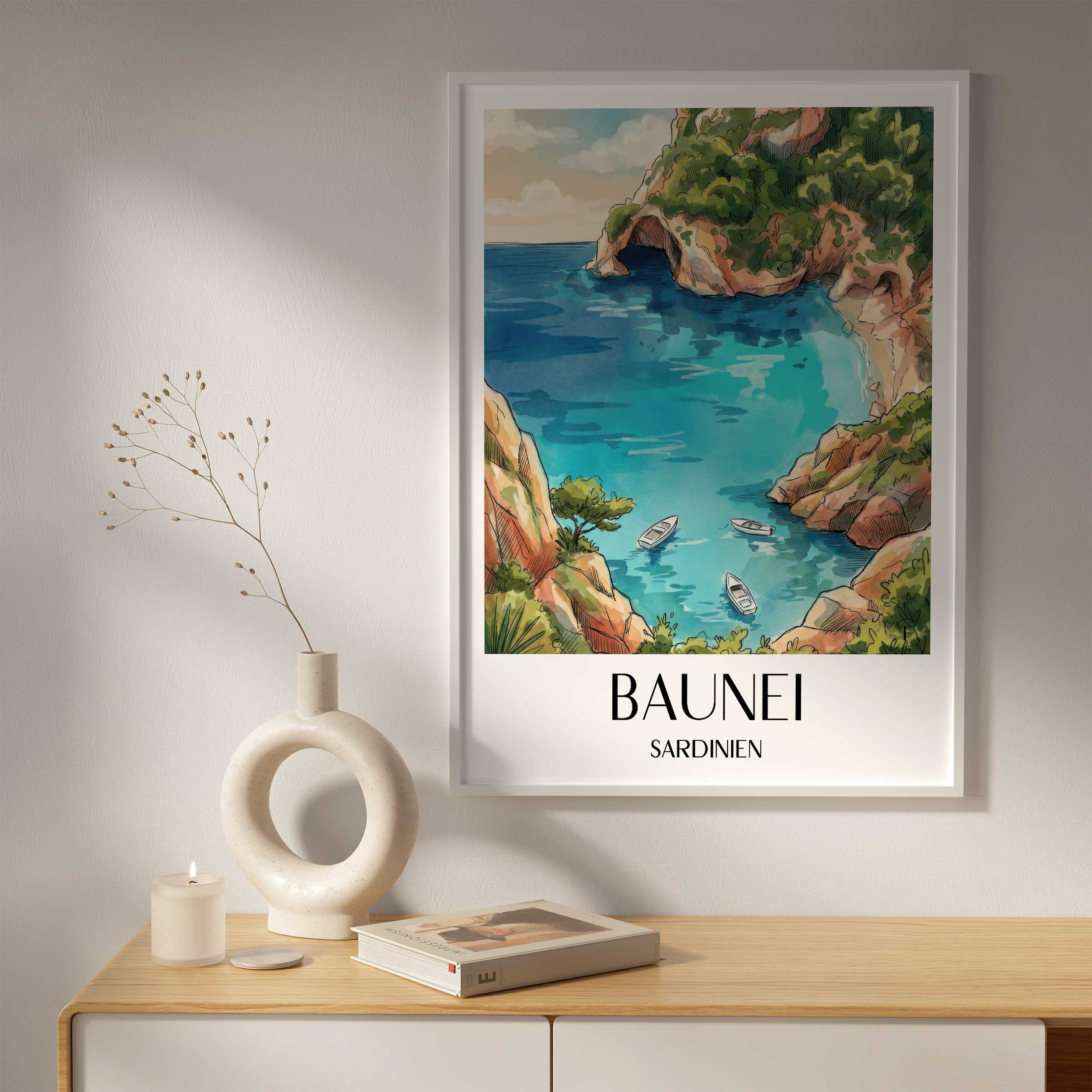 baunei-sardinien-italien-poster-aquarell