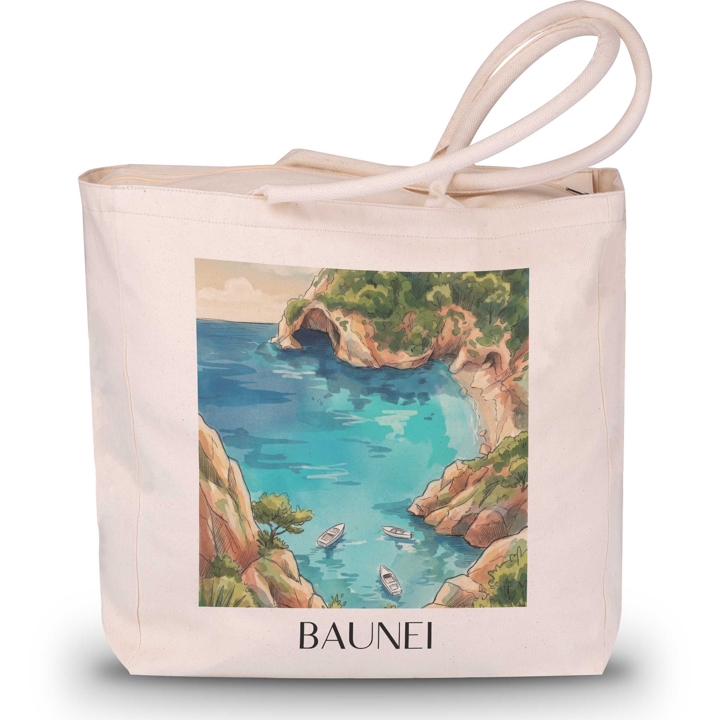 Baunei Shopping Tasche - Sardinien - Italien Tote Bag - Einkaufstasche im Aquarell Stil