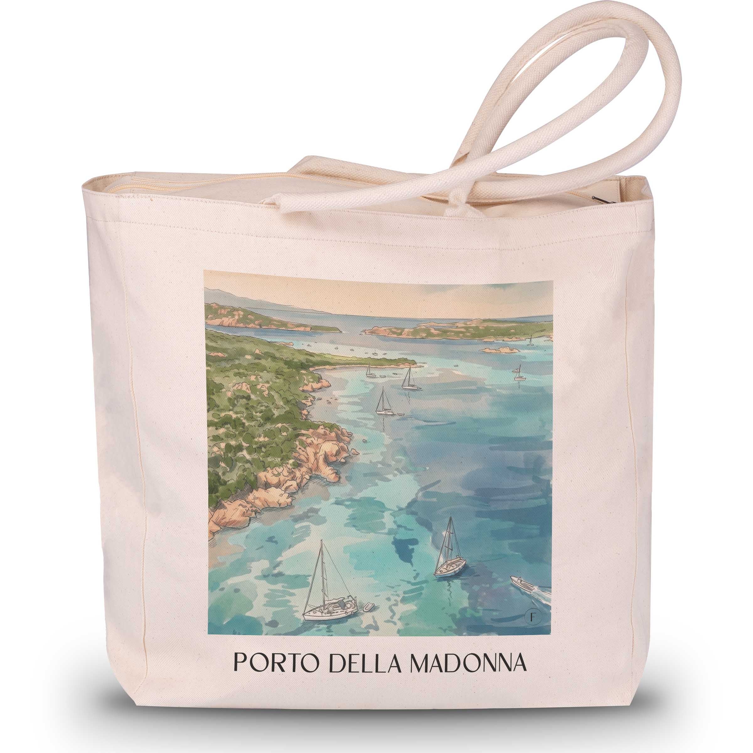 Porto della Madonna Shopping Tasche - Sardinien - Italien Tote Bag - Einkaufstasche im Aquarell Stil
