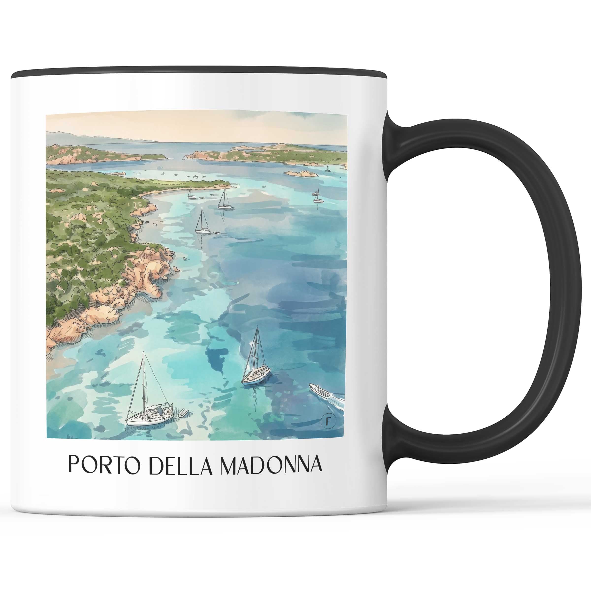 Porto della Madonna Kaffeebecher - Sardinien - Italien Becher - Kaffeetasse im Aquarell Stil