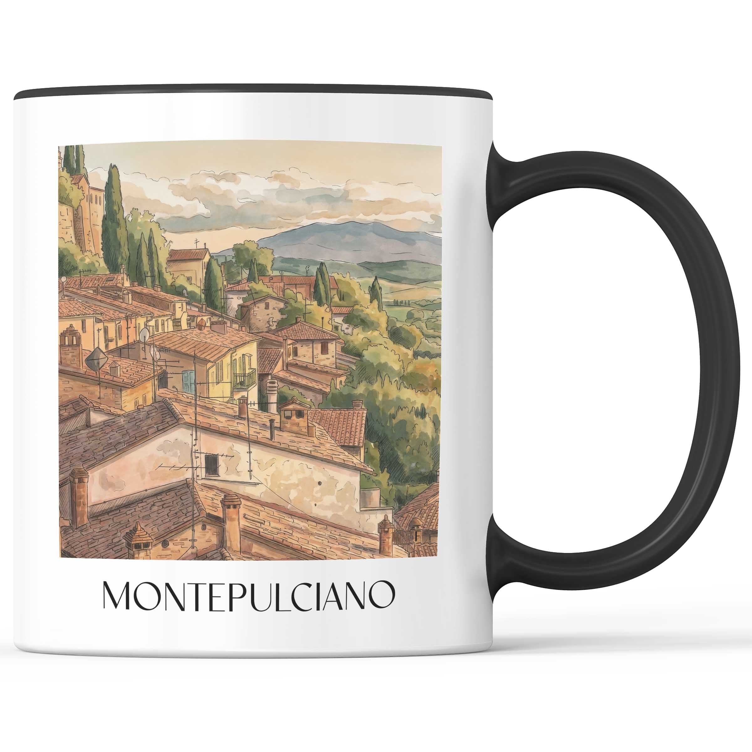Montepulciano Kaffeebecher - Toskana - Italien Becher - Kaffeetasse im Aquarell Stil