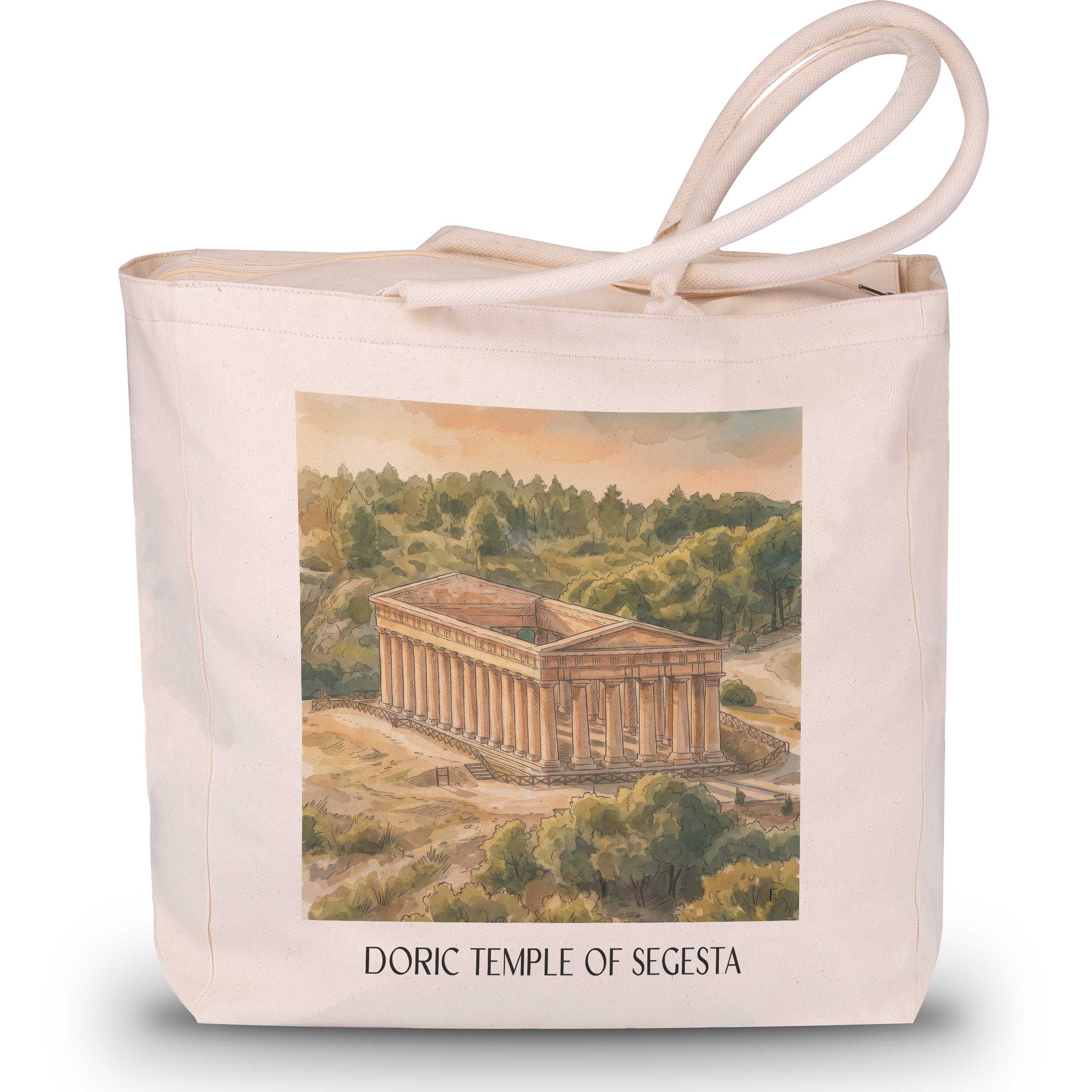 Doric Temple of Segesta Shopping Tasche - Trapani - Italien Tote Bag - Einkaufstasche im Aquarell Stil