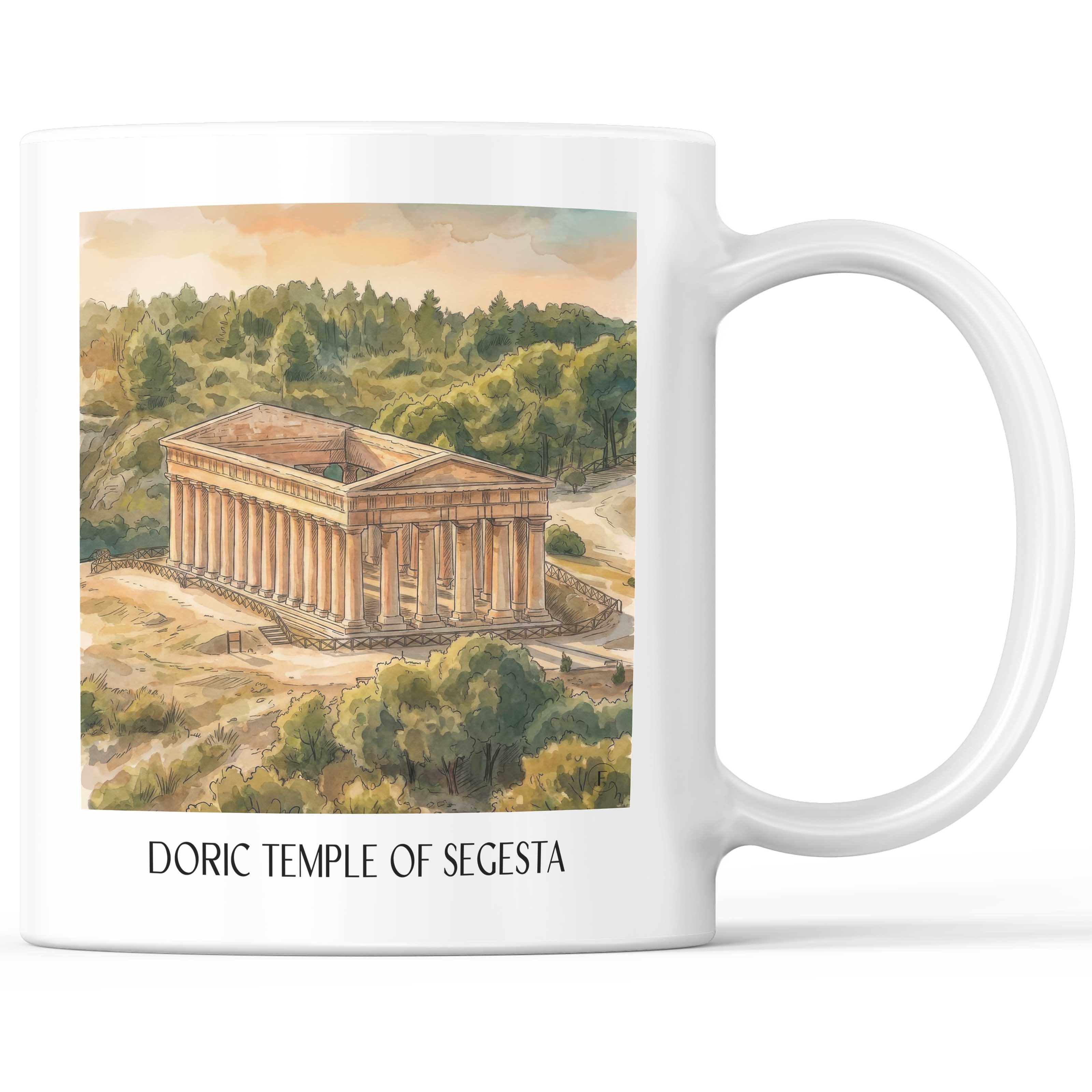 Doric Temple of Segesta Kaffeebecher - Trapani - Italien Becher - Kaffeetasse im Aquarell Stil