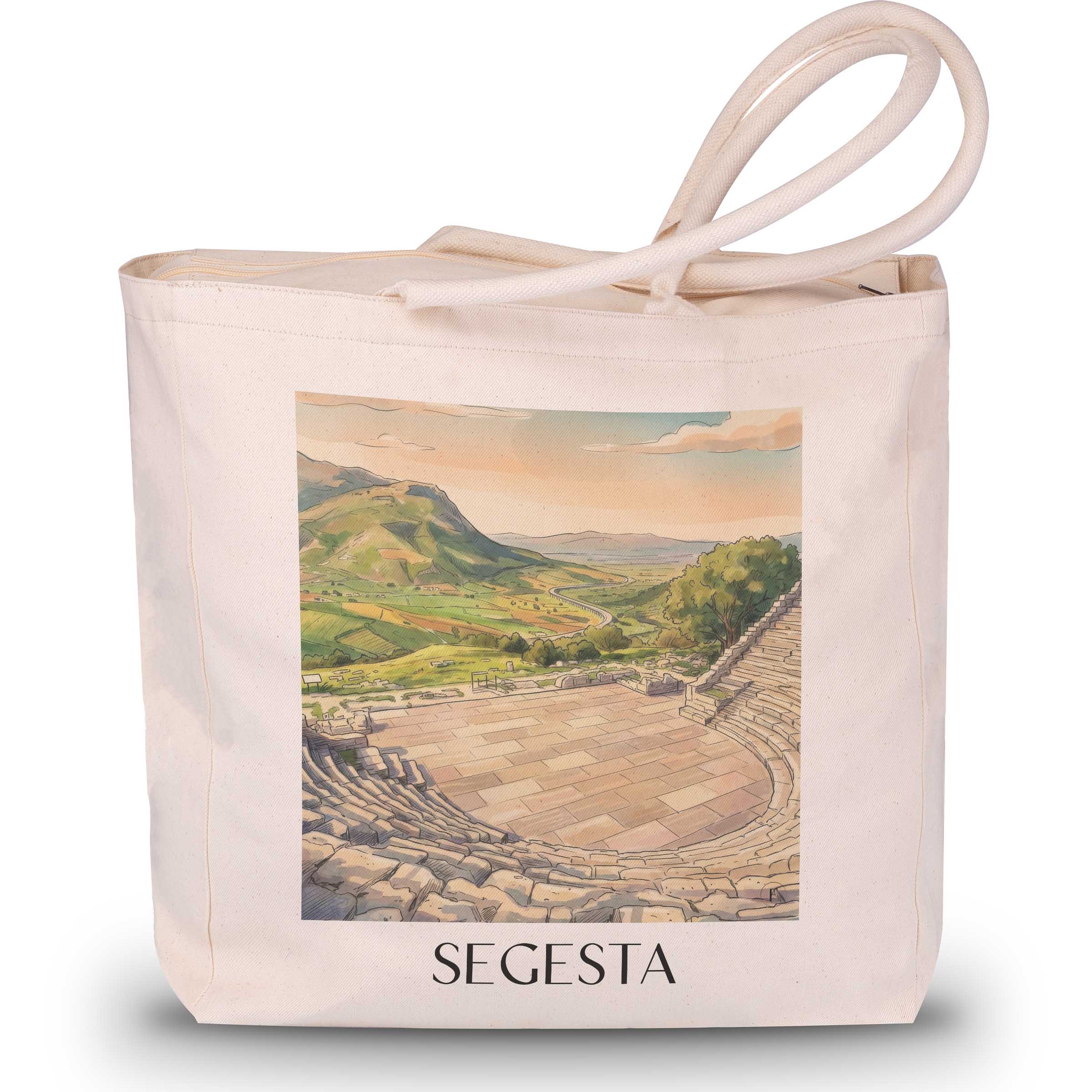 segesta-trapani-italien-einkaufstasche-aquarell