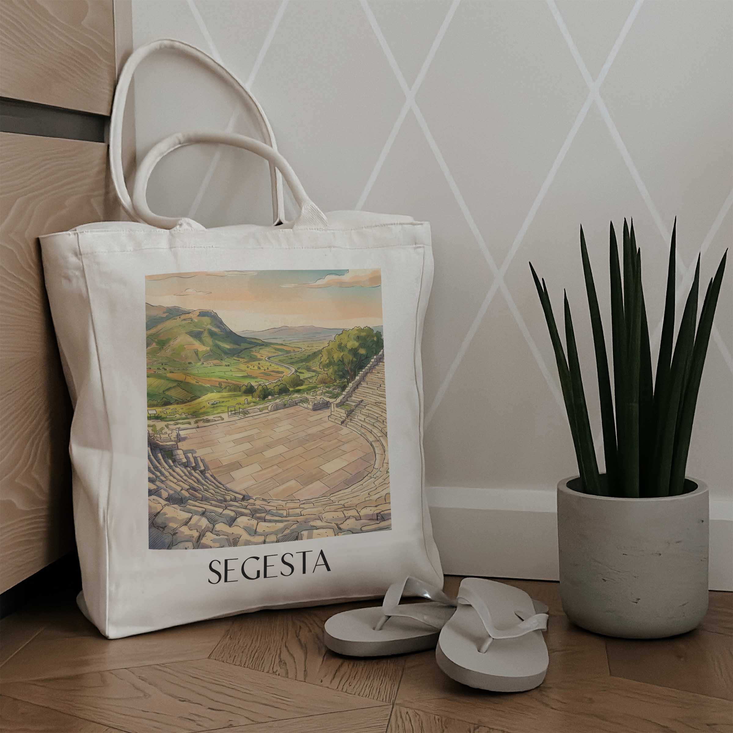segesta-trapani-italien-einkaufstasche-aquarell