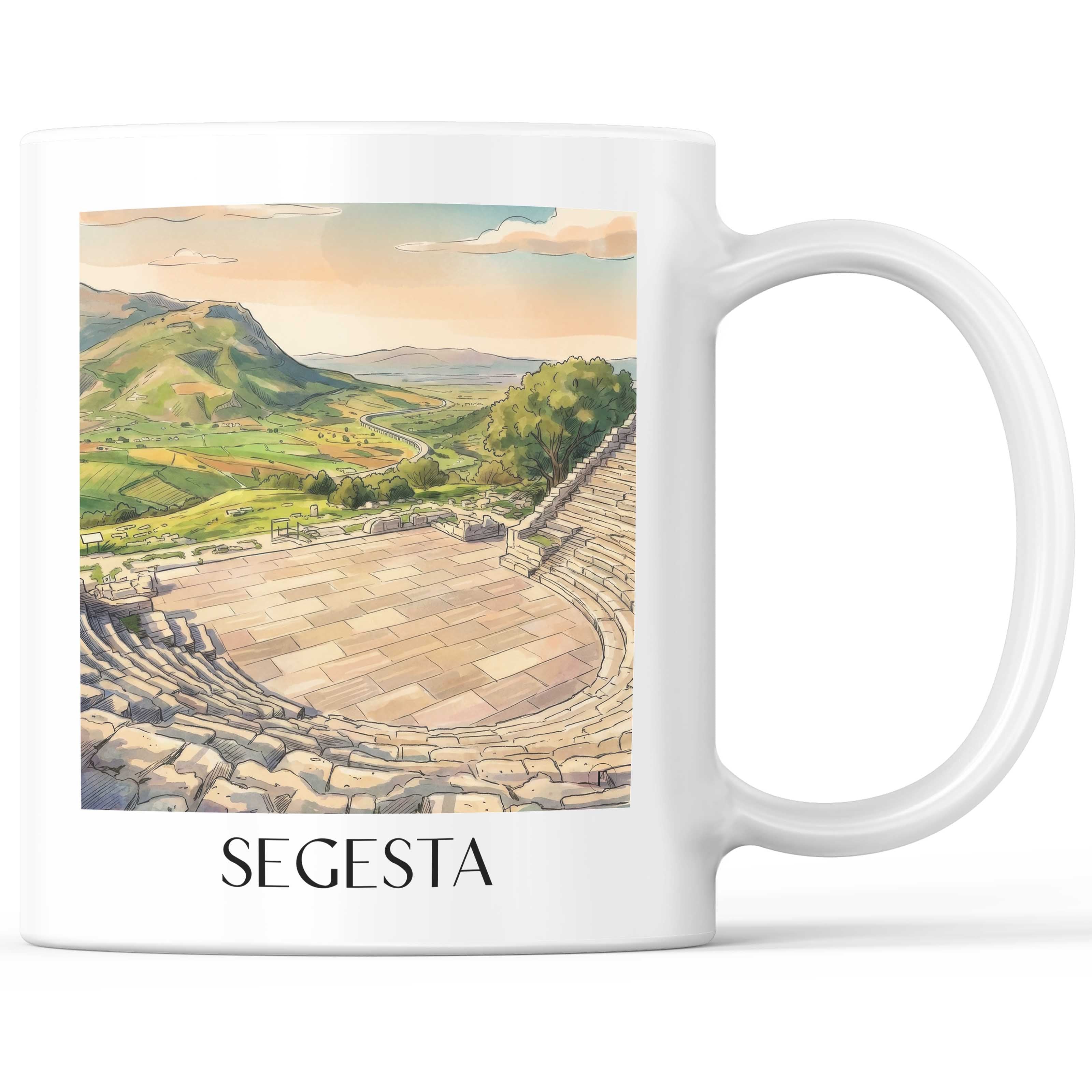 Segesta Kaffeebecher - Trapani - Italien Becher - Kaffeetasse im Aquarell Stil