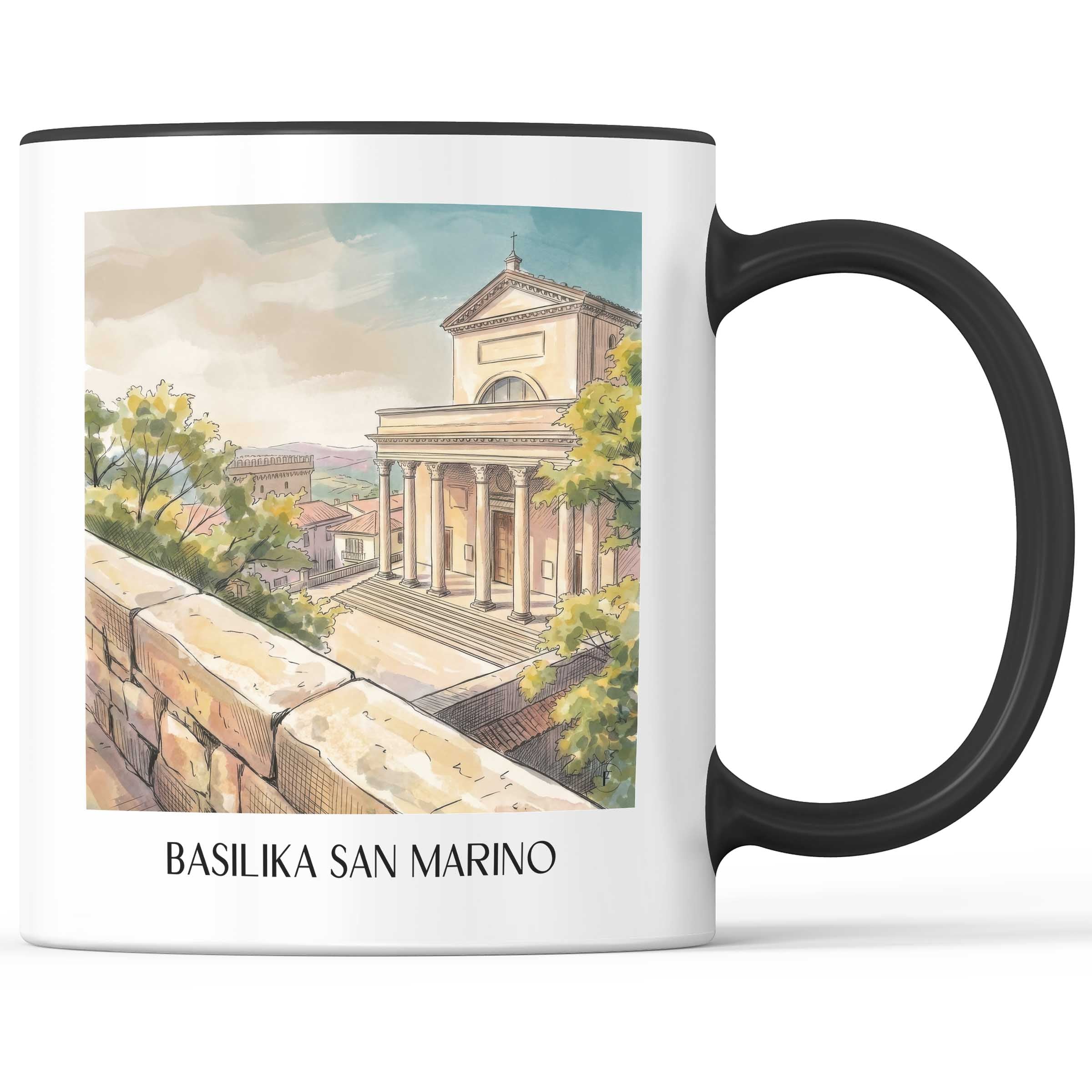 basilika-san-marino-monte-titano-italien-kaffeebecher-aquarell