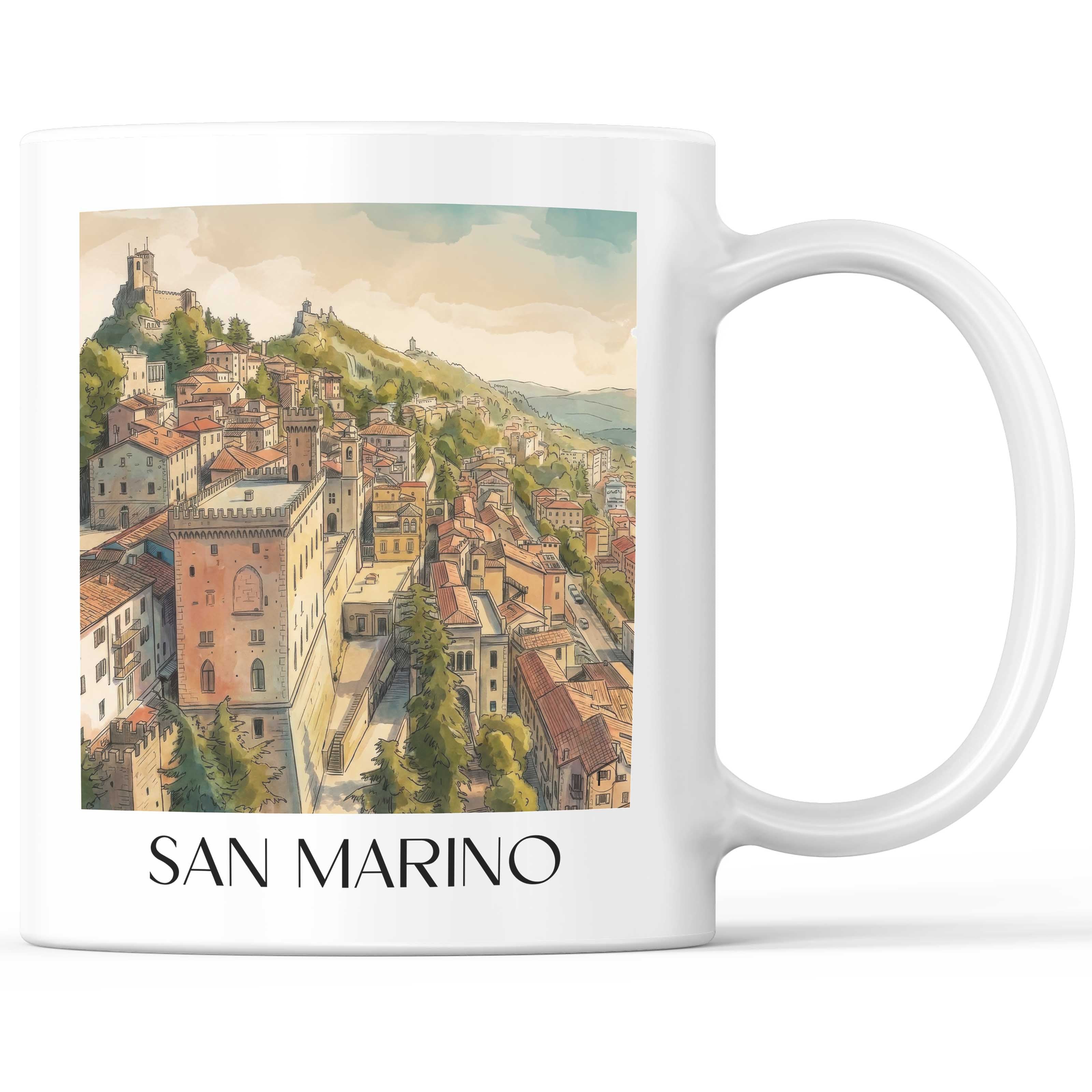 San Marino Kaffeebecher - San Marino - Italien Becher - Kaffeetasse im Aquarell Stil