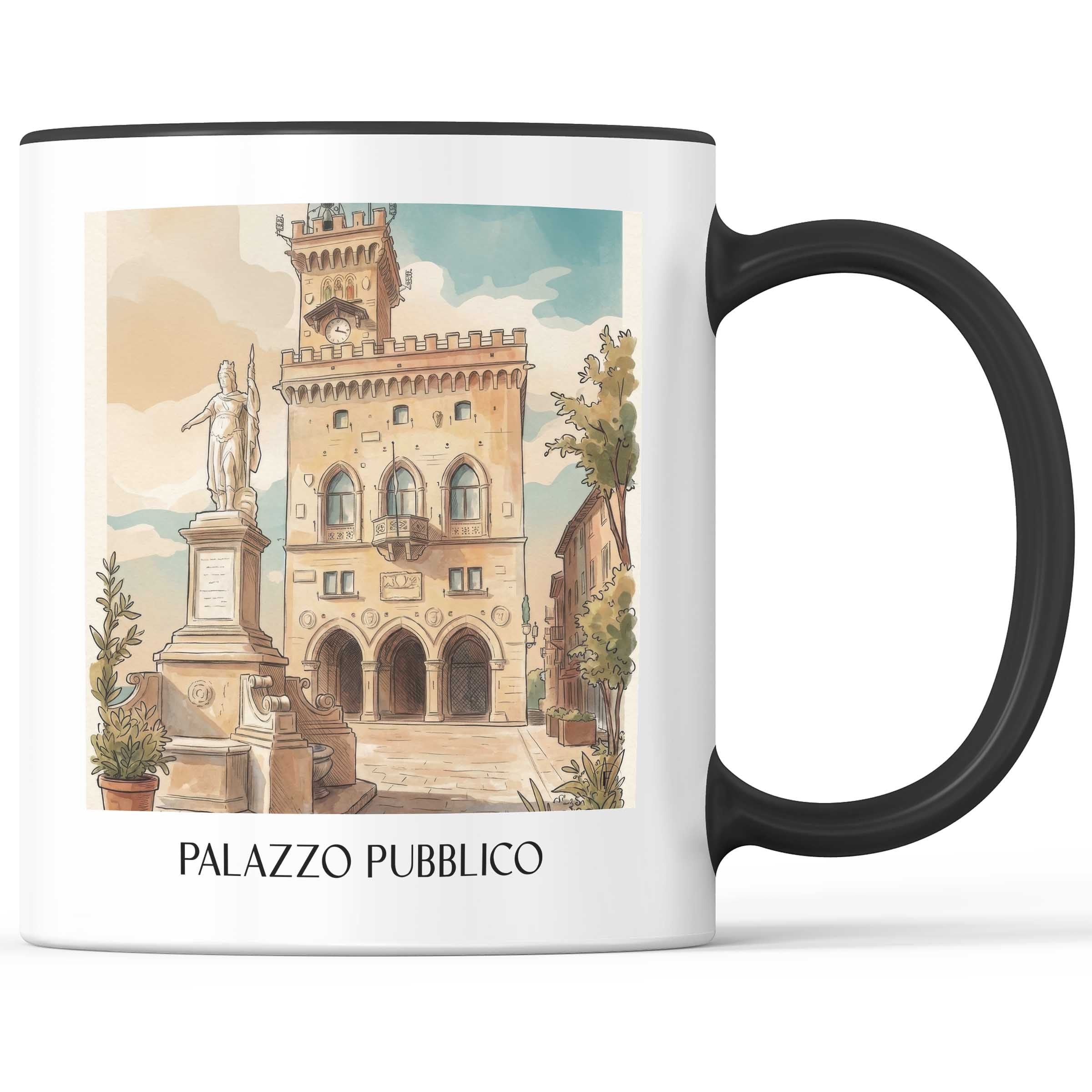 Palazzo Pubblico Kaffeebecher - San Marino - Italien Becher - Kaffeetasse im Aquarell Stil