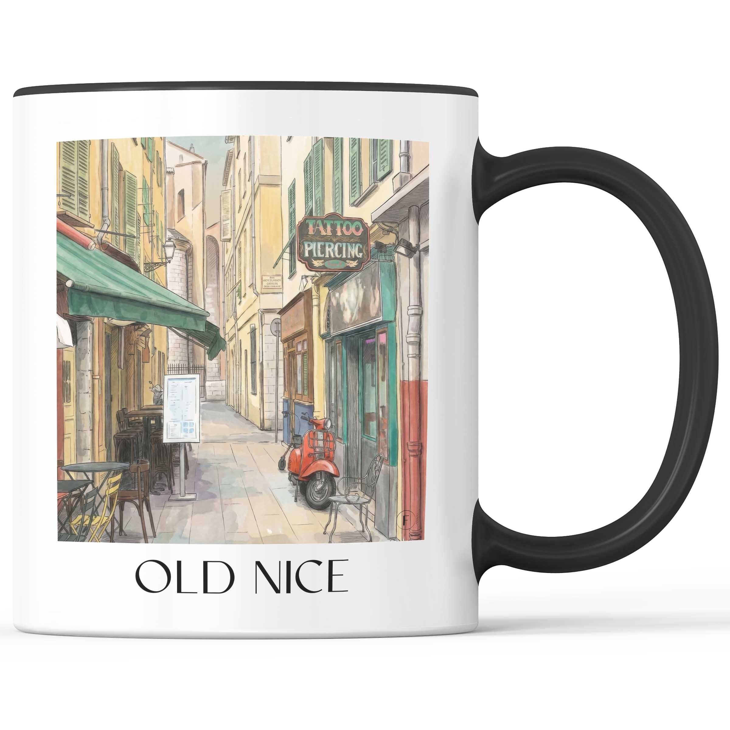 Vieux Nice Kaffeebecher - Nizza - Frankreich Becher - Kaffeetasse im Aquarell Stil