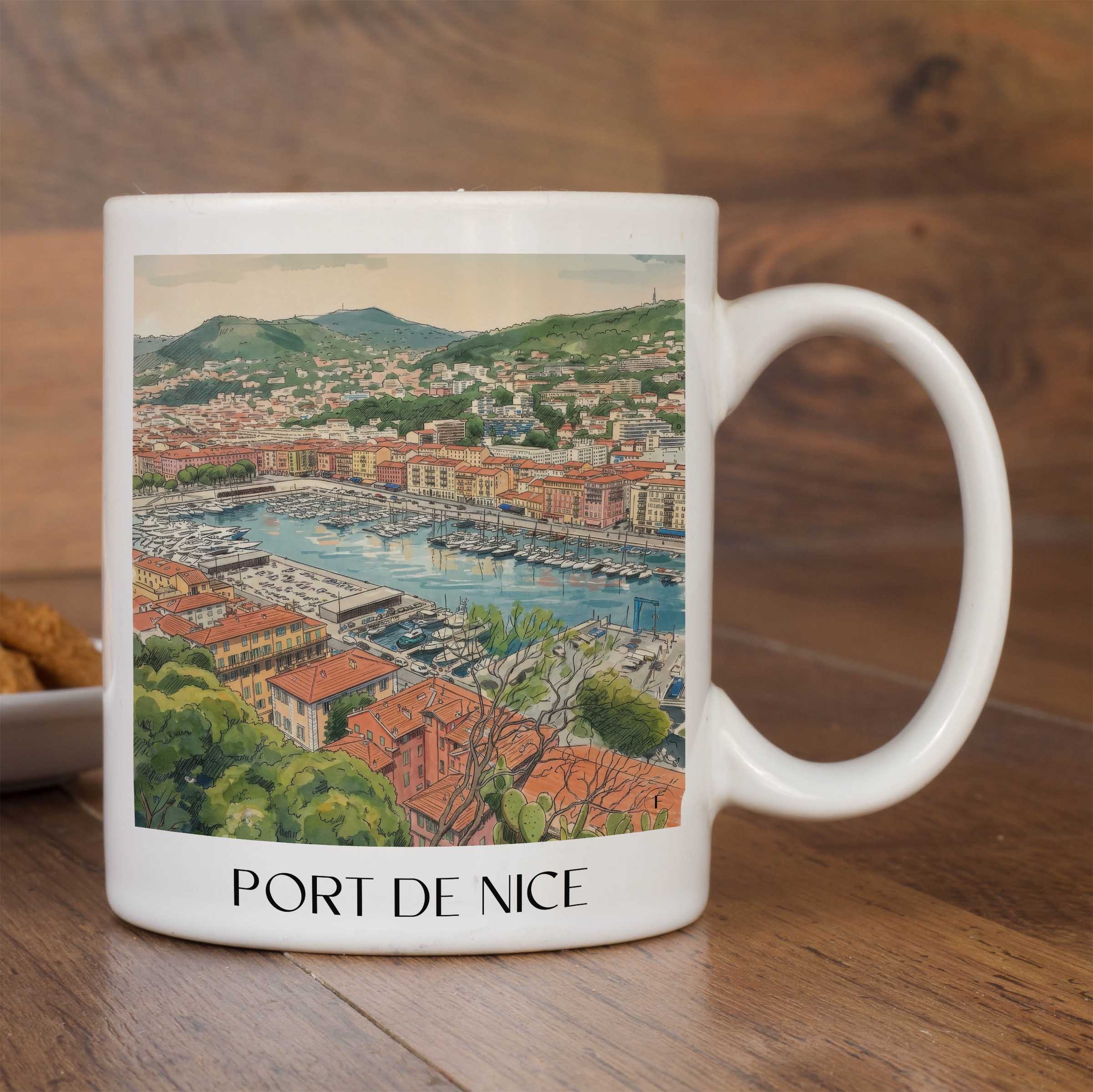 port-de-nice-côte-d´azur-frankreich-kaffeebecher-aquarell