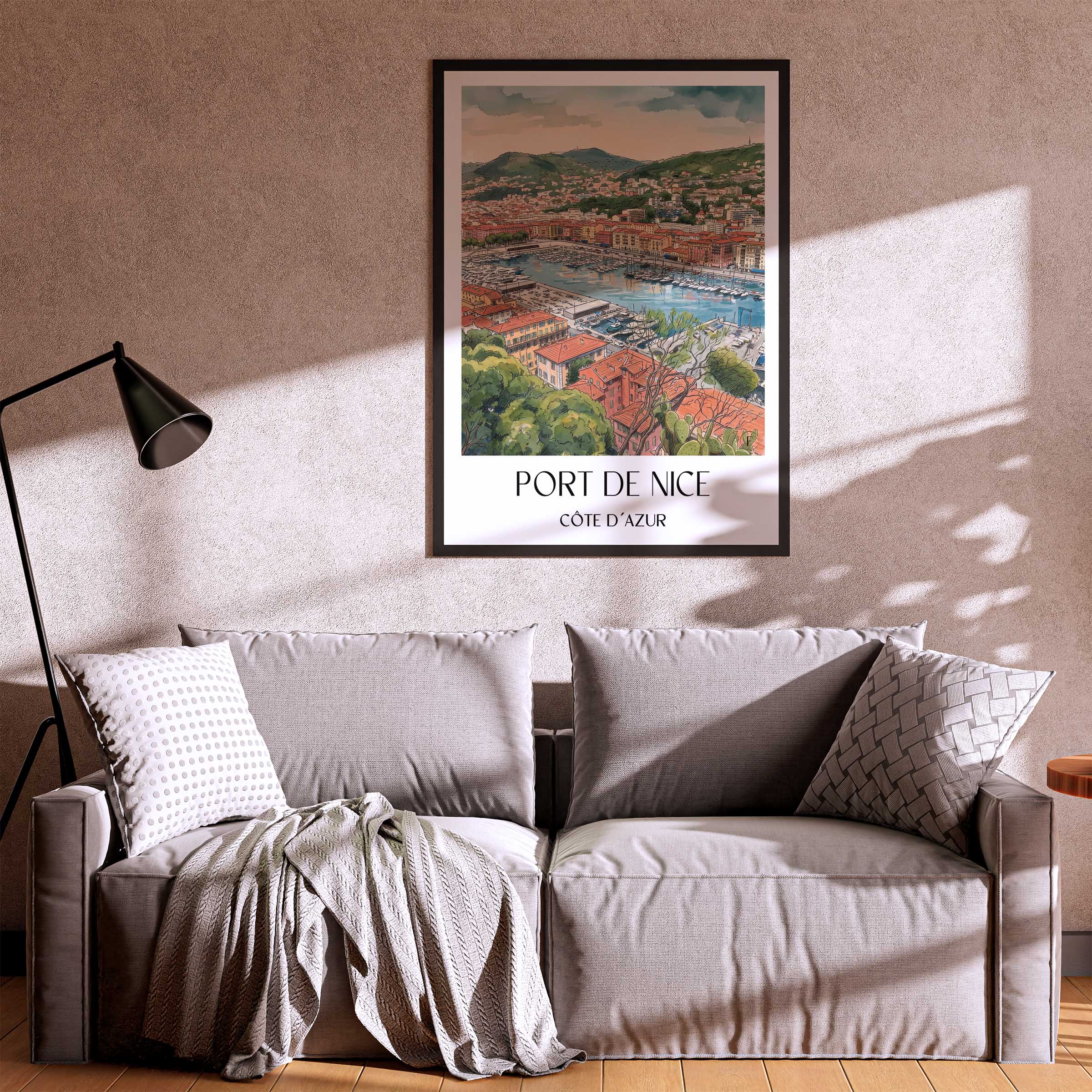 port-de-nice-côte-d´azur-frankreich-poster-aquarell