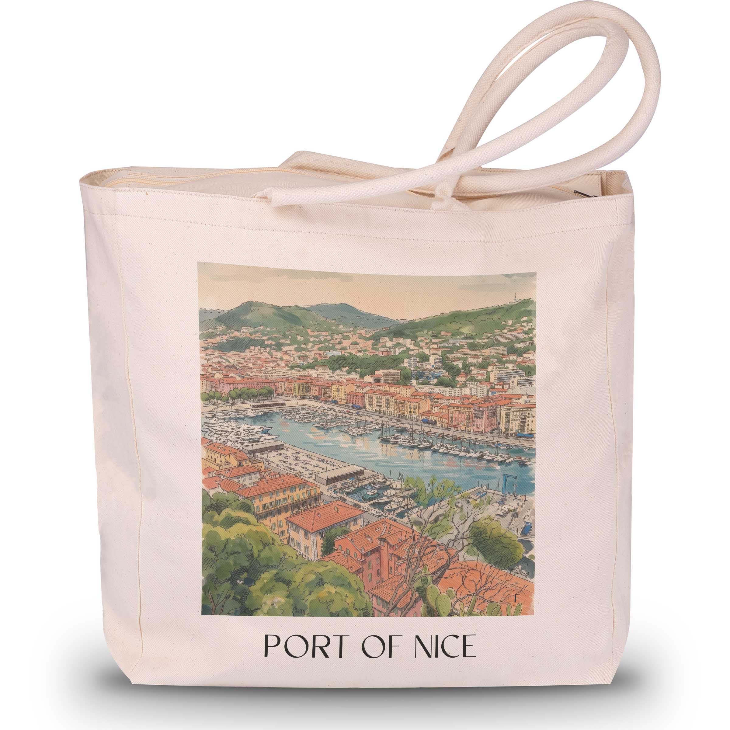 Port de Nice Shopping Tasche - Côte d´Azur - Frankreich Tote Bag - Einkaufstasche im Aquarell Stil