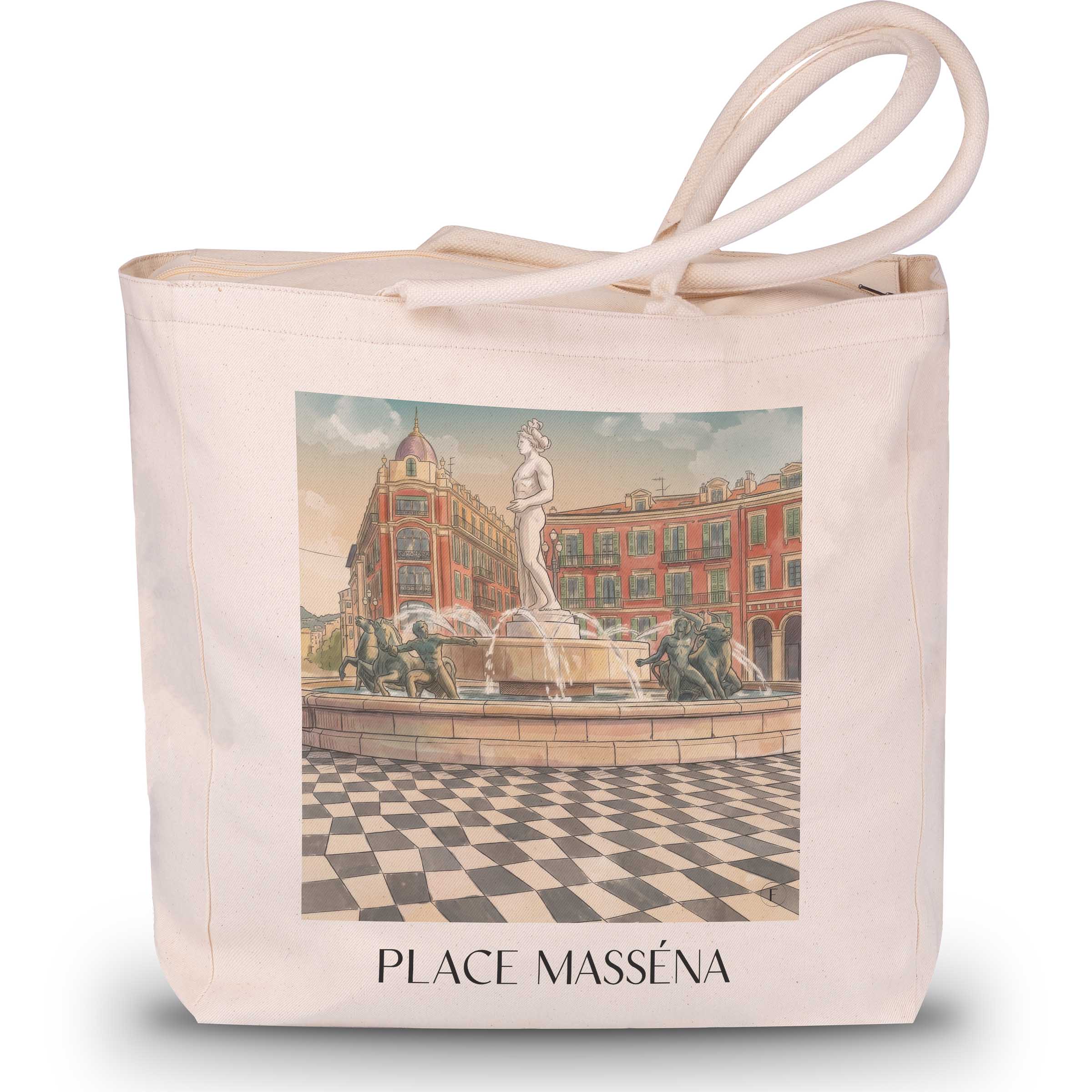 Place Masséna Shopping Tasche - Nizza - Frankreich Tote Bag - Einkaufstasche im Aquarell Stil