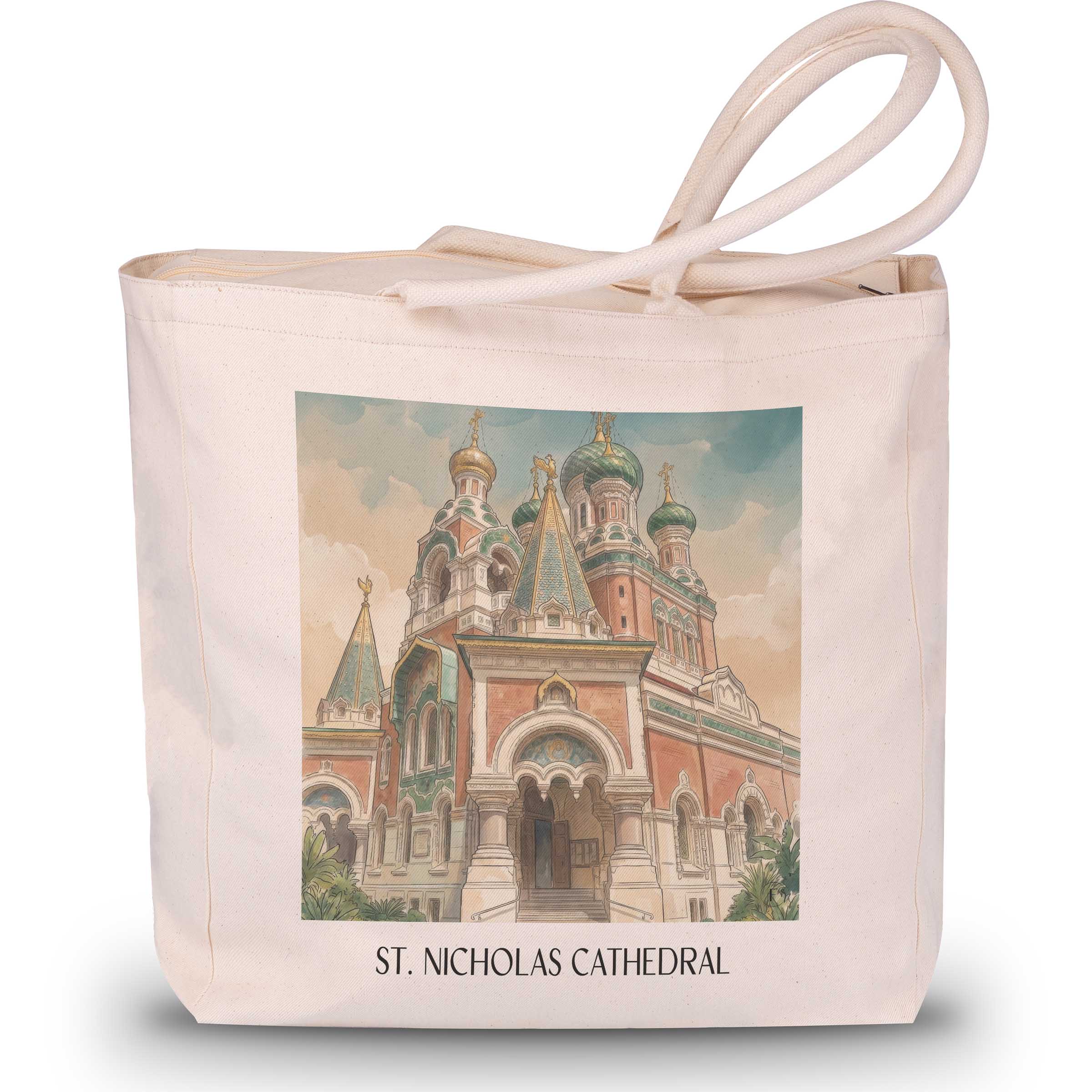 Cathédrale Saint-Nicolas Shopping Tasche - Nizza - Frankreich Tote Bag - Einkaufstasche im Aquarell Stil