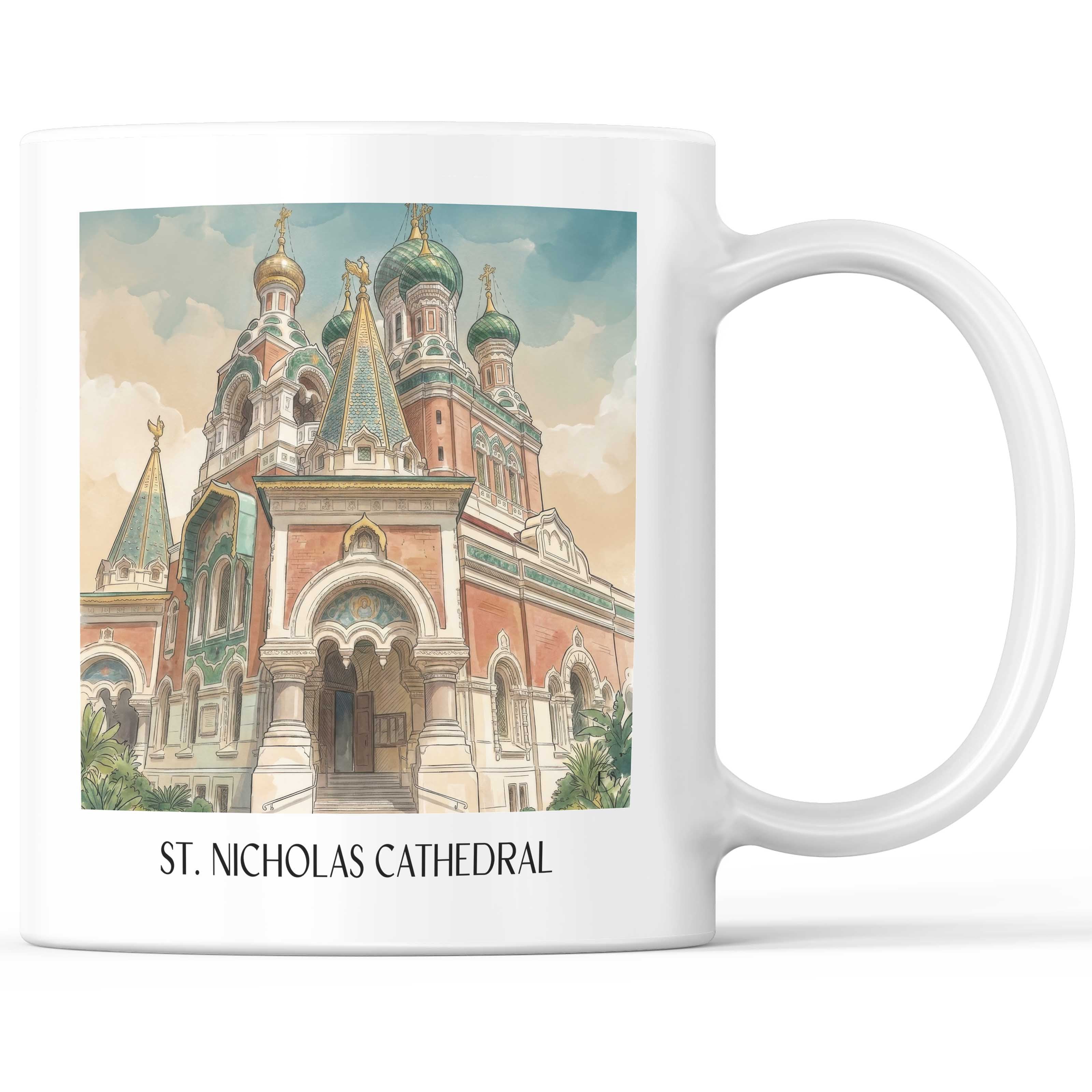 Cathédrale Saint-Nicolas Kaffeebecher - Nizza - Frankreich Becher - Kaffeetasse im Aquarell Stil