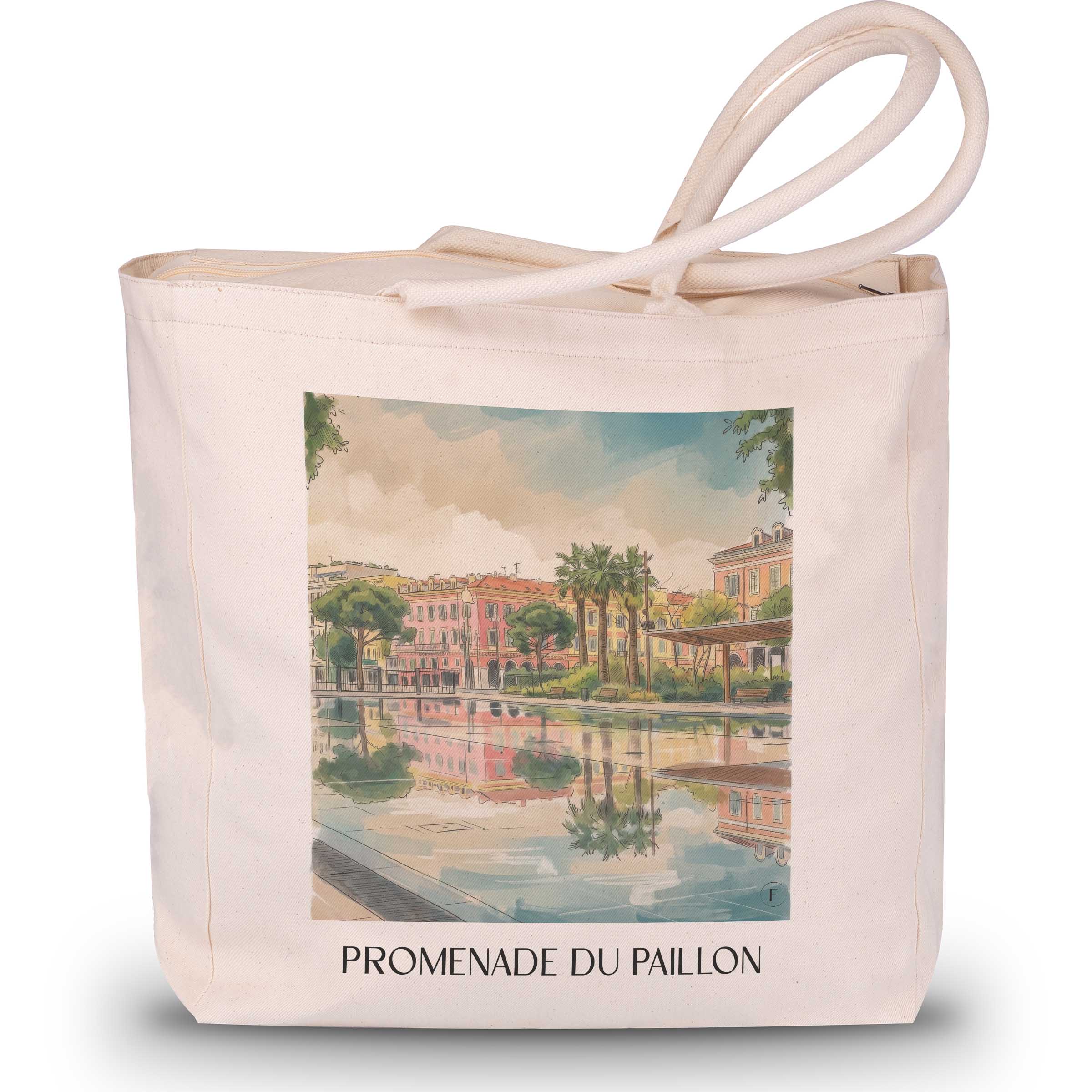 Promenade du Paillon Shopping Tasche - Nizza - Frankreich Tote Bag - Einkaufstasche im Aquarell Stil