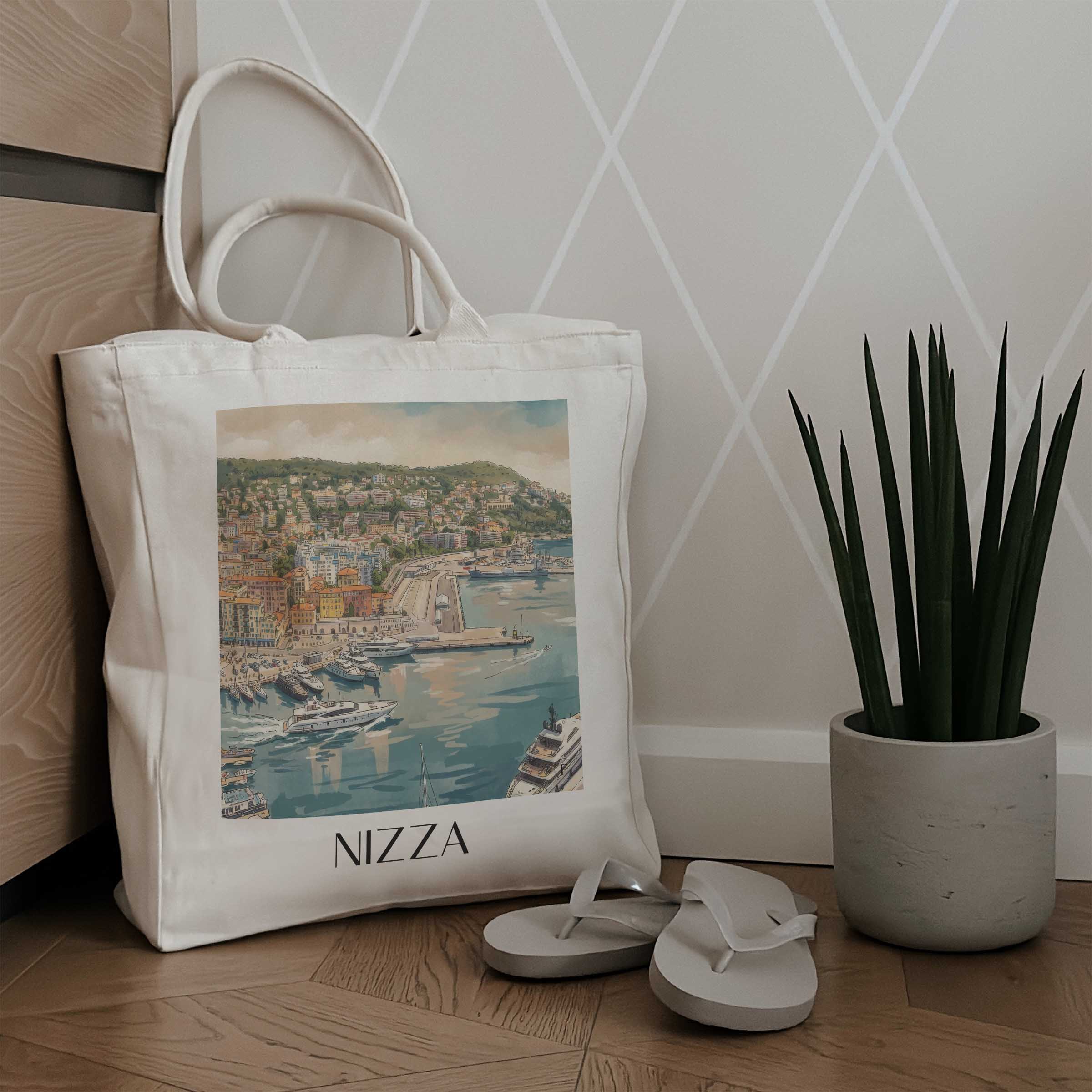 nizza-côte-d´azur-frankreich-einkaufstasche-aquarell