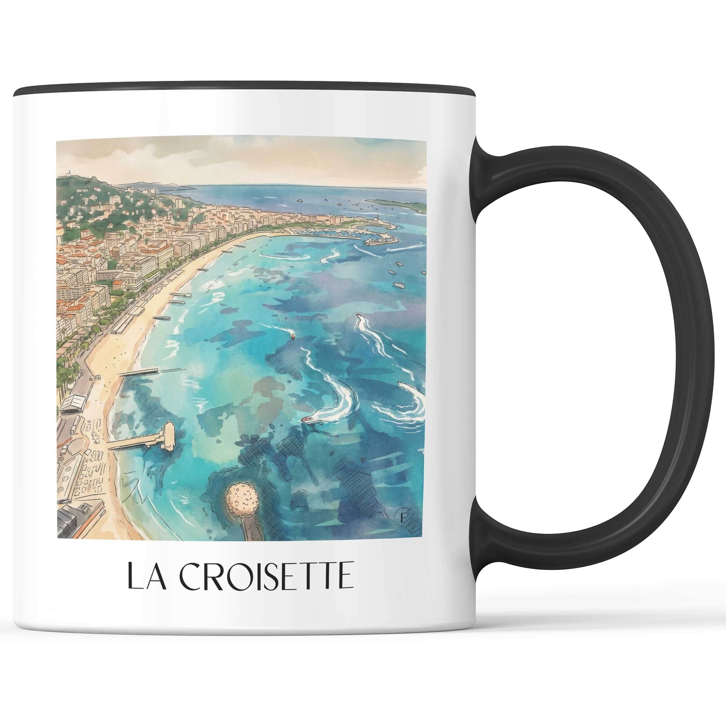 La Croisette Kaffeebecher - Cannes - Frankreich Becher - Kaffeetasse im Aquarell Stil