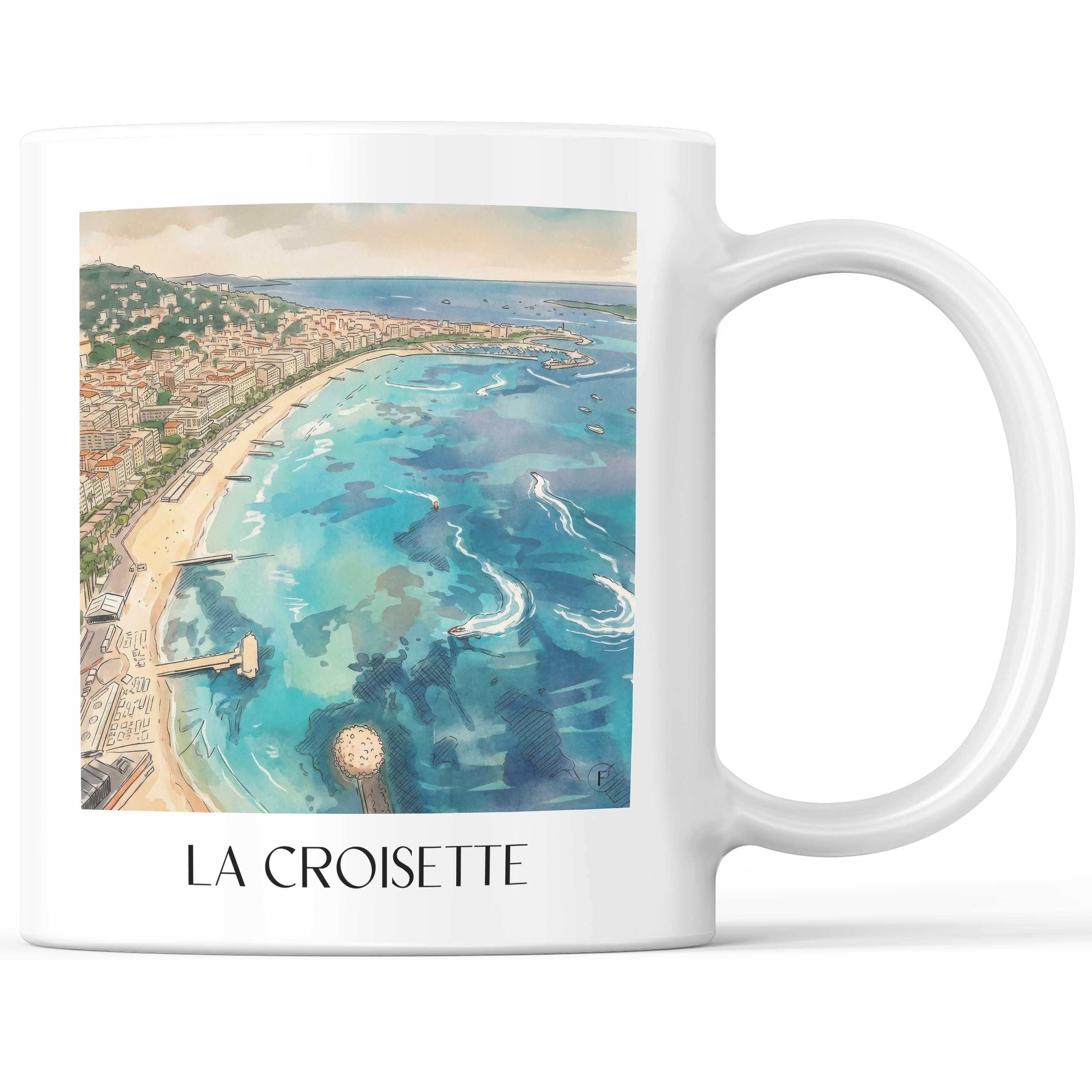 La Croisette Kaffeebecher - Cannes - Frankreich Becher - Kaffeetasse im Aquarell Stil