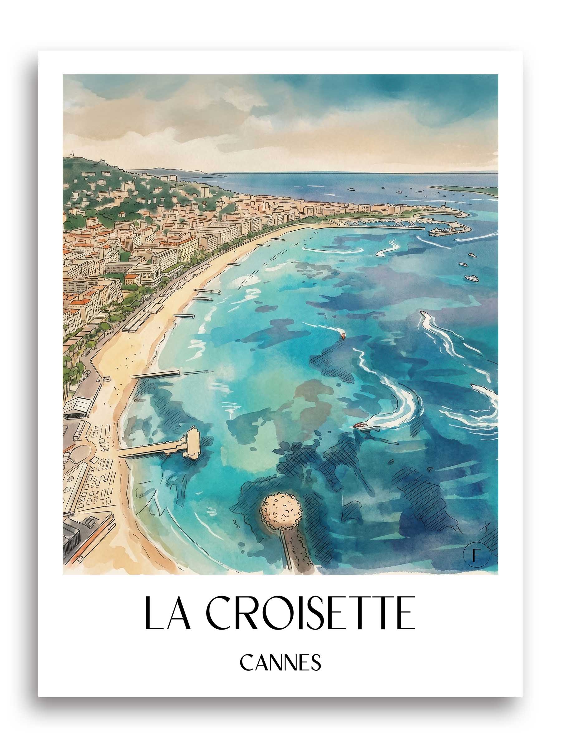 La Croisette Poster - Cannes - Frankreich Kunstdruck - Aquarell von A4 bis A1
