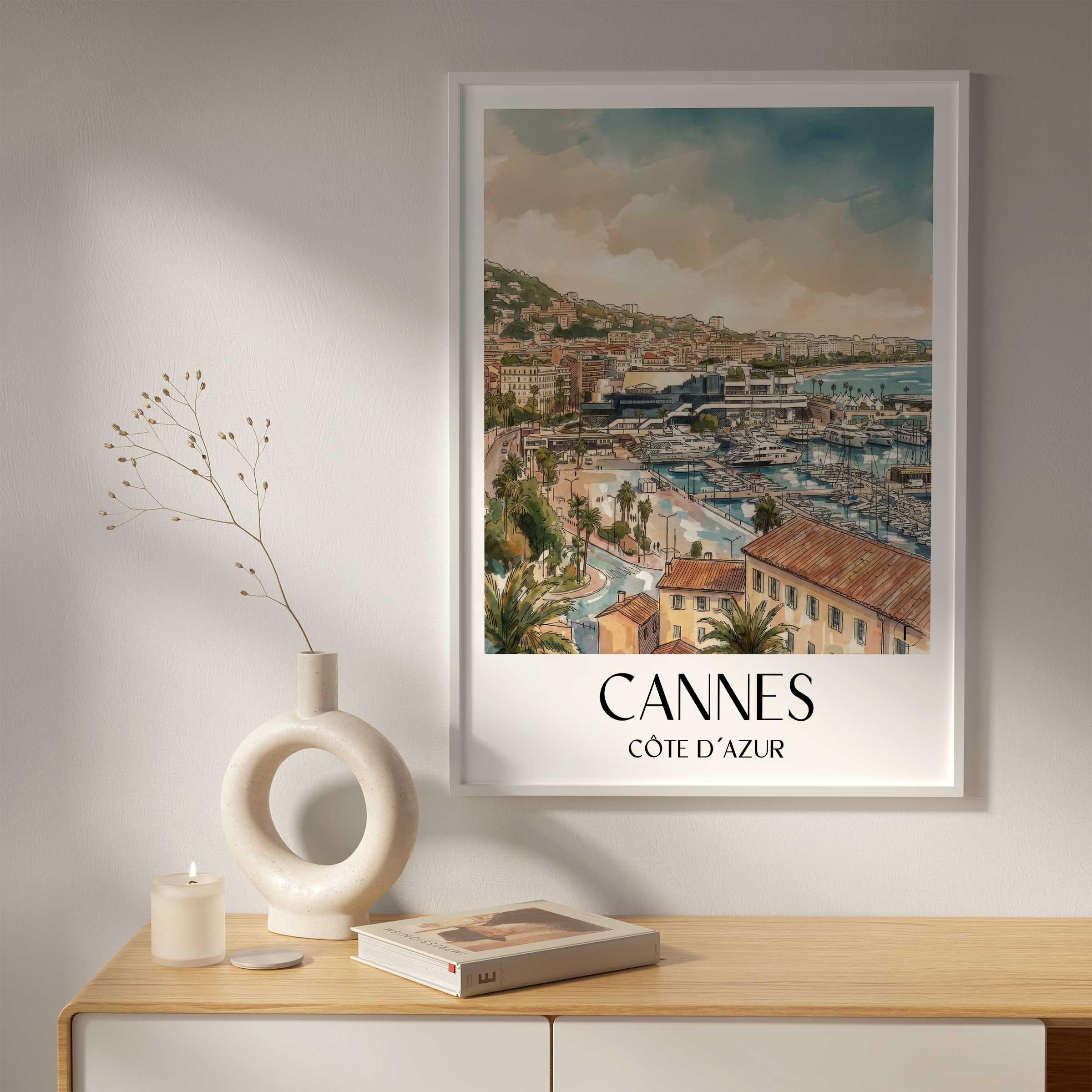 cannes-côte-d´azur-frankreich-poster-aquarell