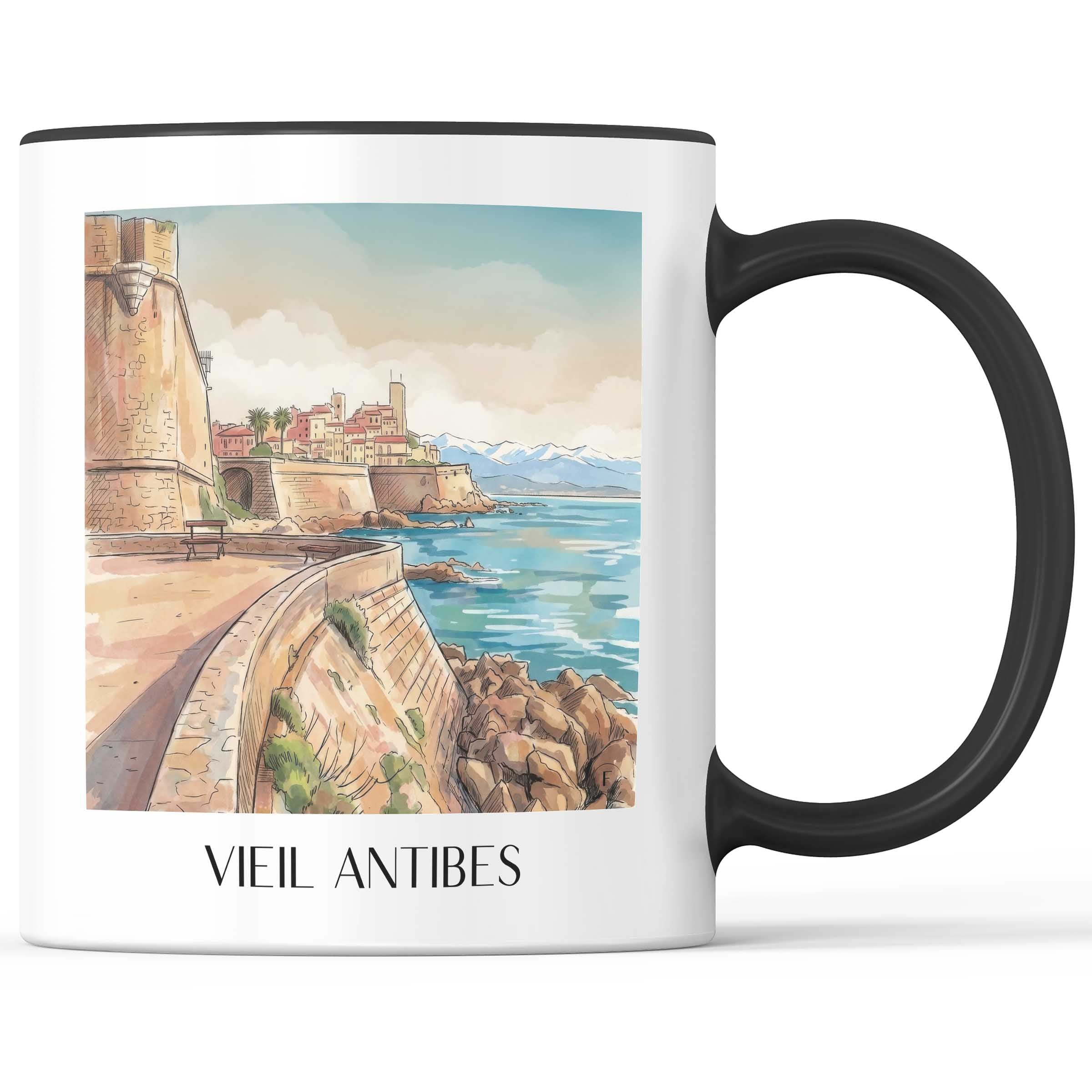vieil-antibes-côte-d´azur-frankreich-kaffeebecher-aquarell
