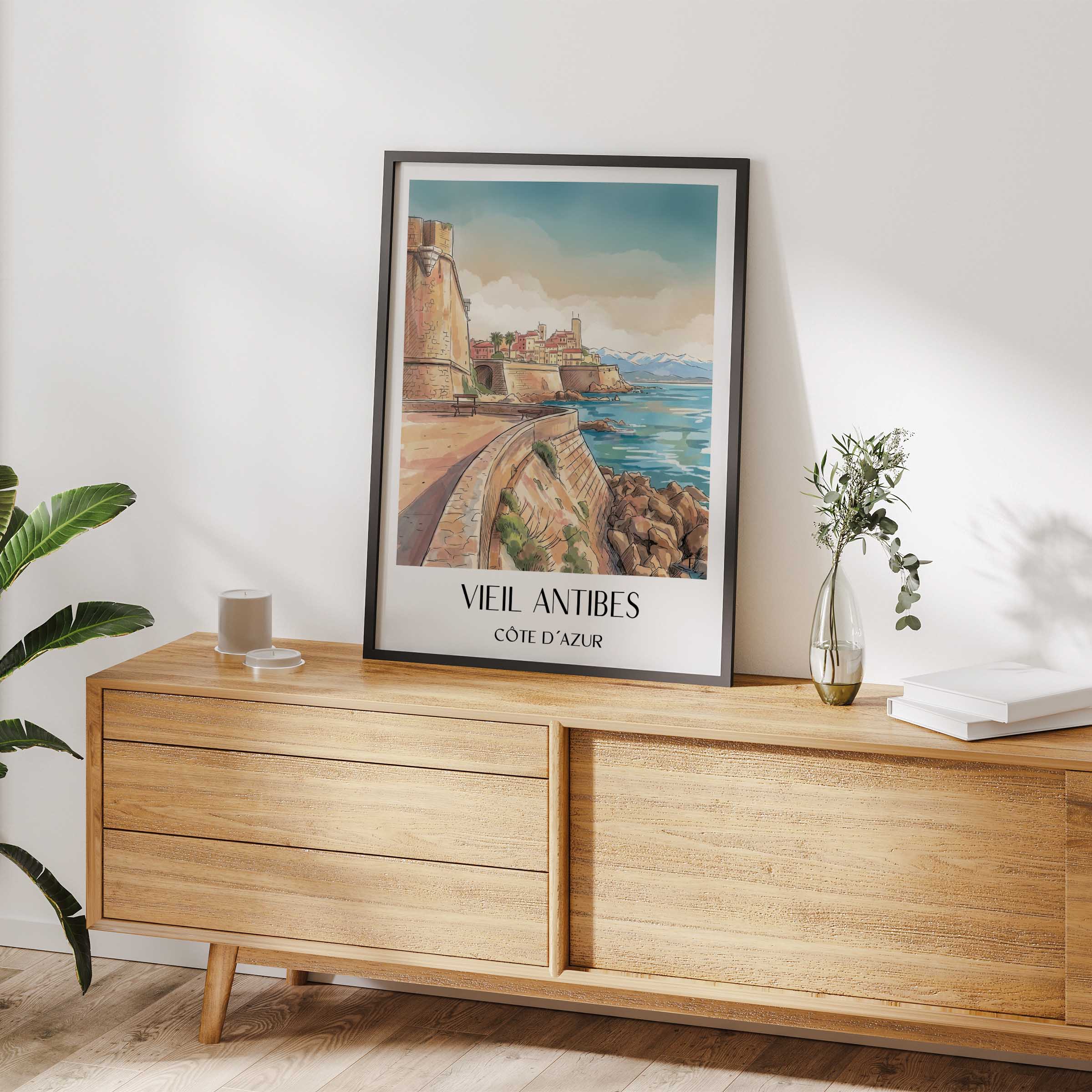 vieil-antibes-côte-d´azur-frankreich-poster-aquarell