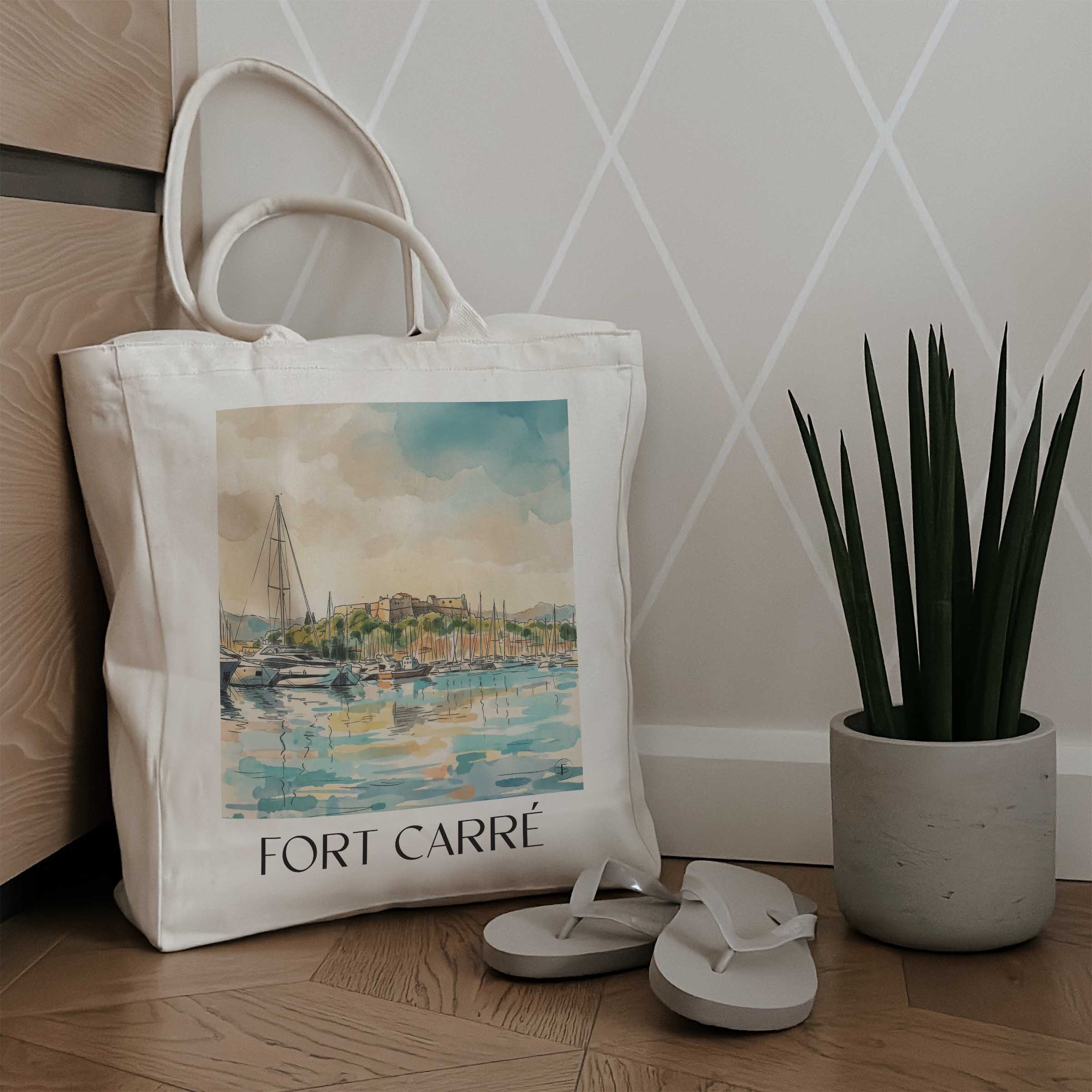 fort-carré-antibes-frankreich-einkaufstasche-aquarell