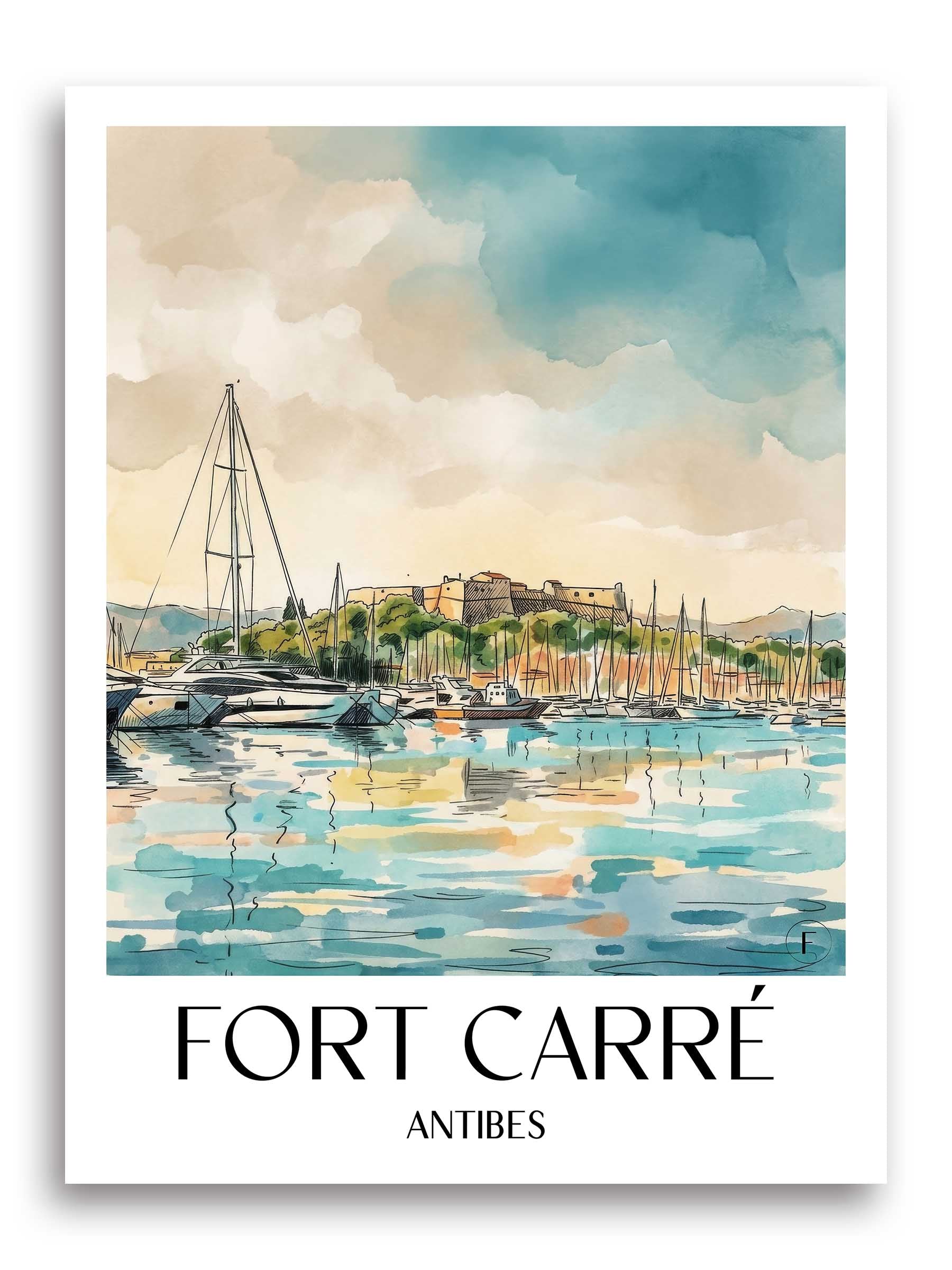 fort-carré-antibes-frankreich-poster-aquarell