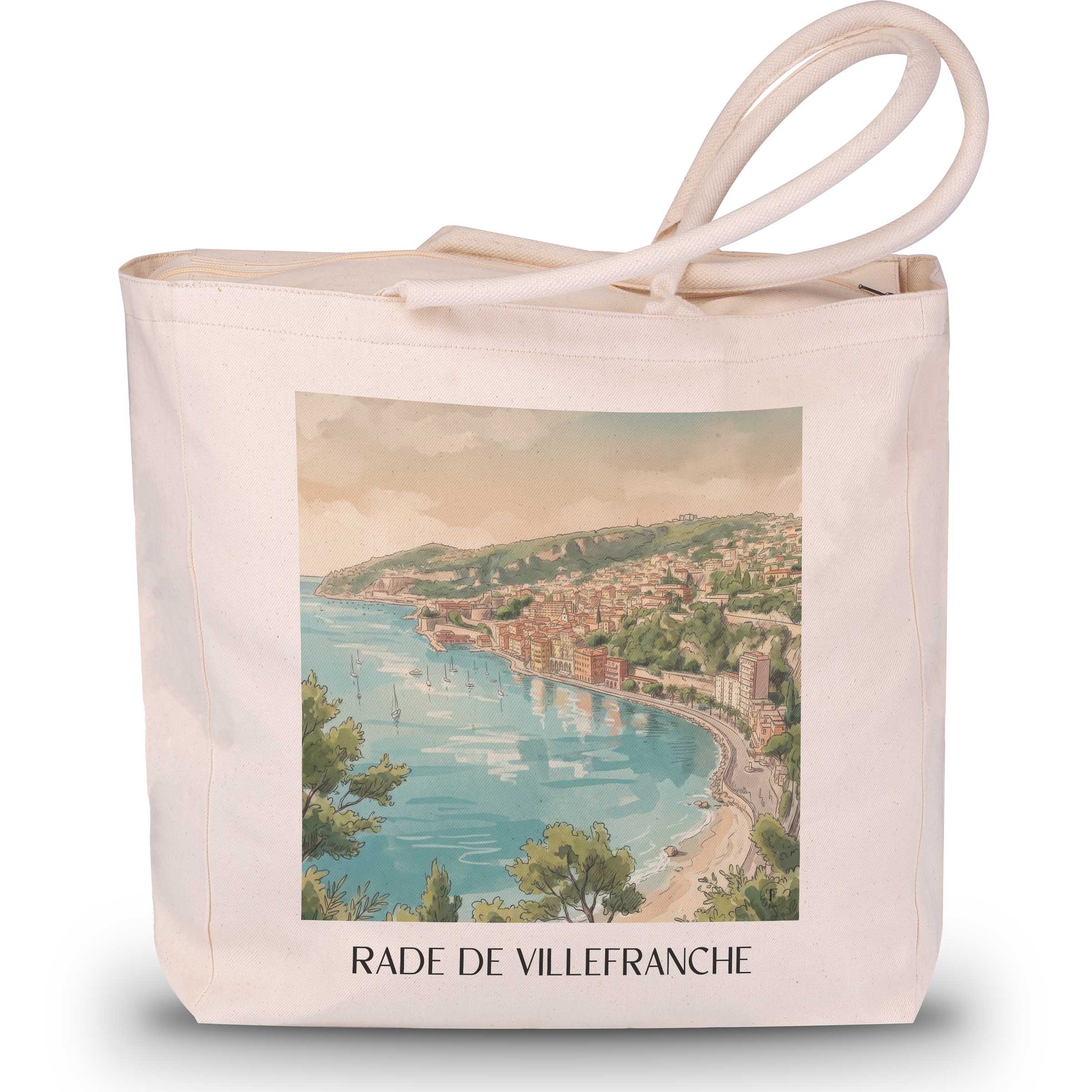 rade-de-villefranche-côte-d´azur-frankreich-einkaufstasche-aquarell